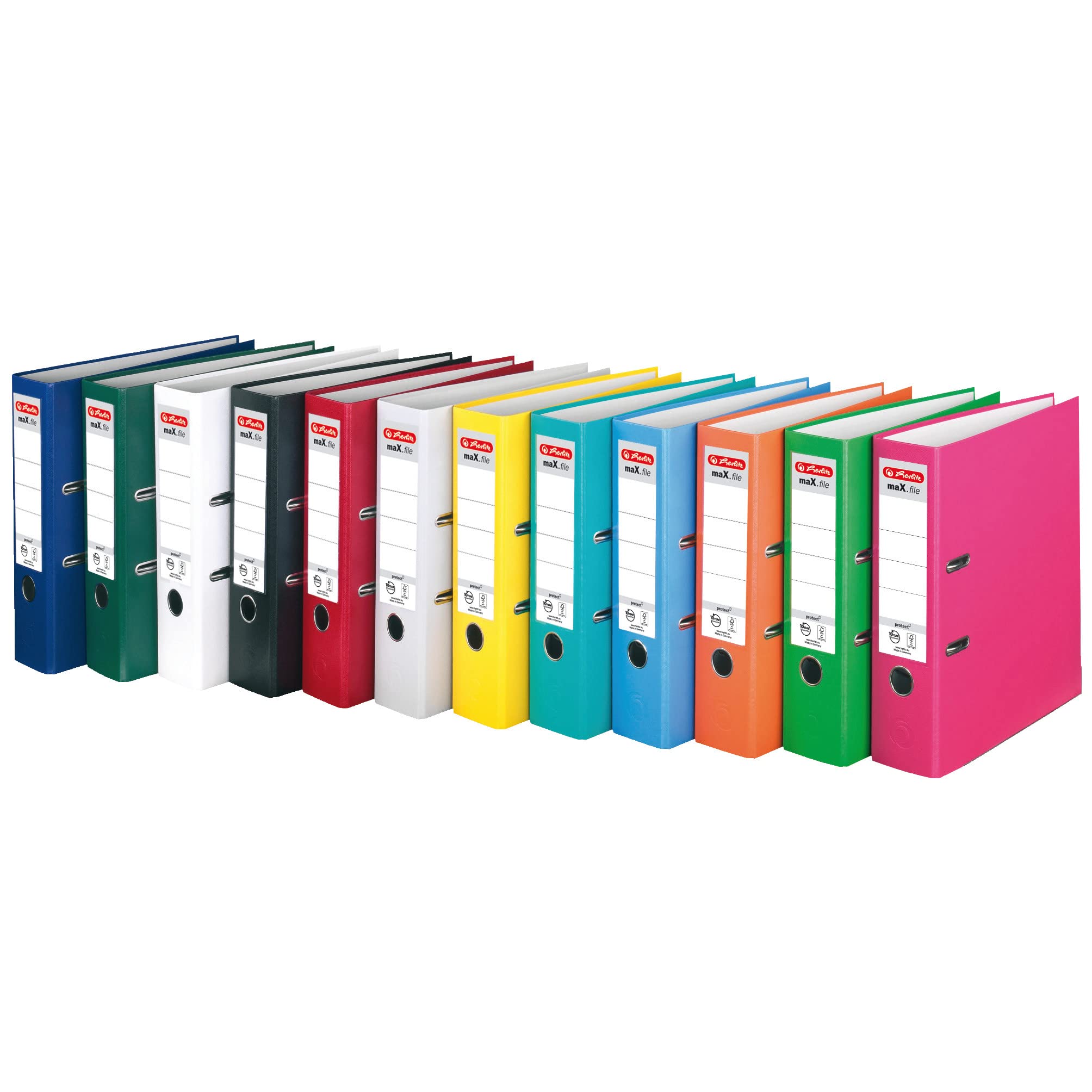 Herlitz Ordner maX.file protect A4 8cm PP-Kunststoffbezug/Papier hellgr.besch. (schwarz, 8cm | 20er Pack)