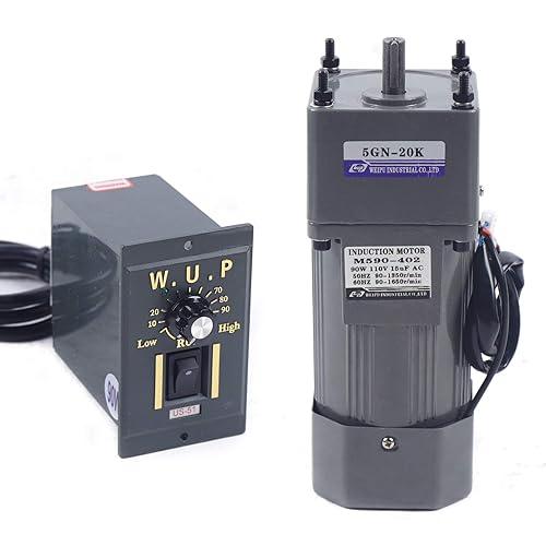 Motor de engranaje de CA de 110 V, 90 W, 68 RPM, motor eléctrico monofásico con controlador de velocidad variable ajustable, motor con engranaje de