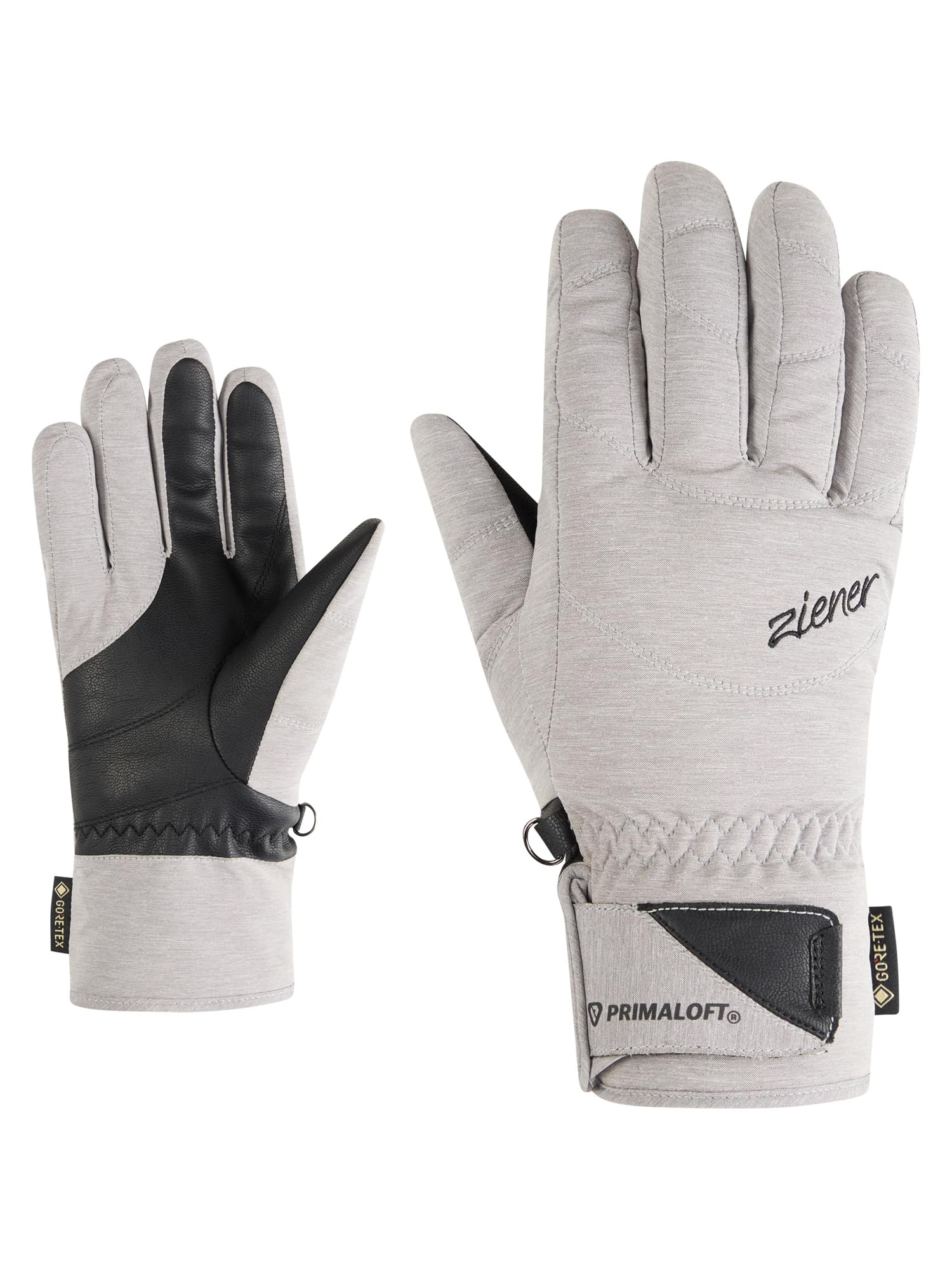 Ziener Guanti da sci da donna KLENN-Z per sport invernali | Gore-Tex, Primaloft, senza PFC, Light mélange, 7,5