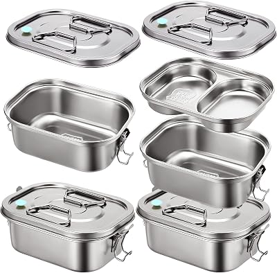 G.a HOMEFAVOR Stainless Steel Lunch Box – 5 Compartments, 1400ml, Leakproof Bento For Salad & Sandwiches
