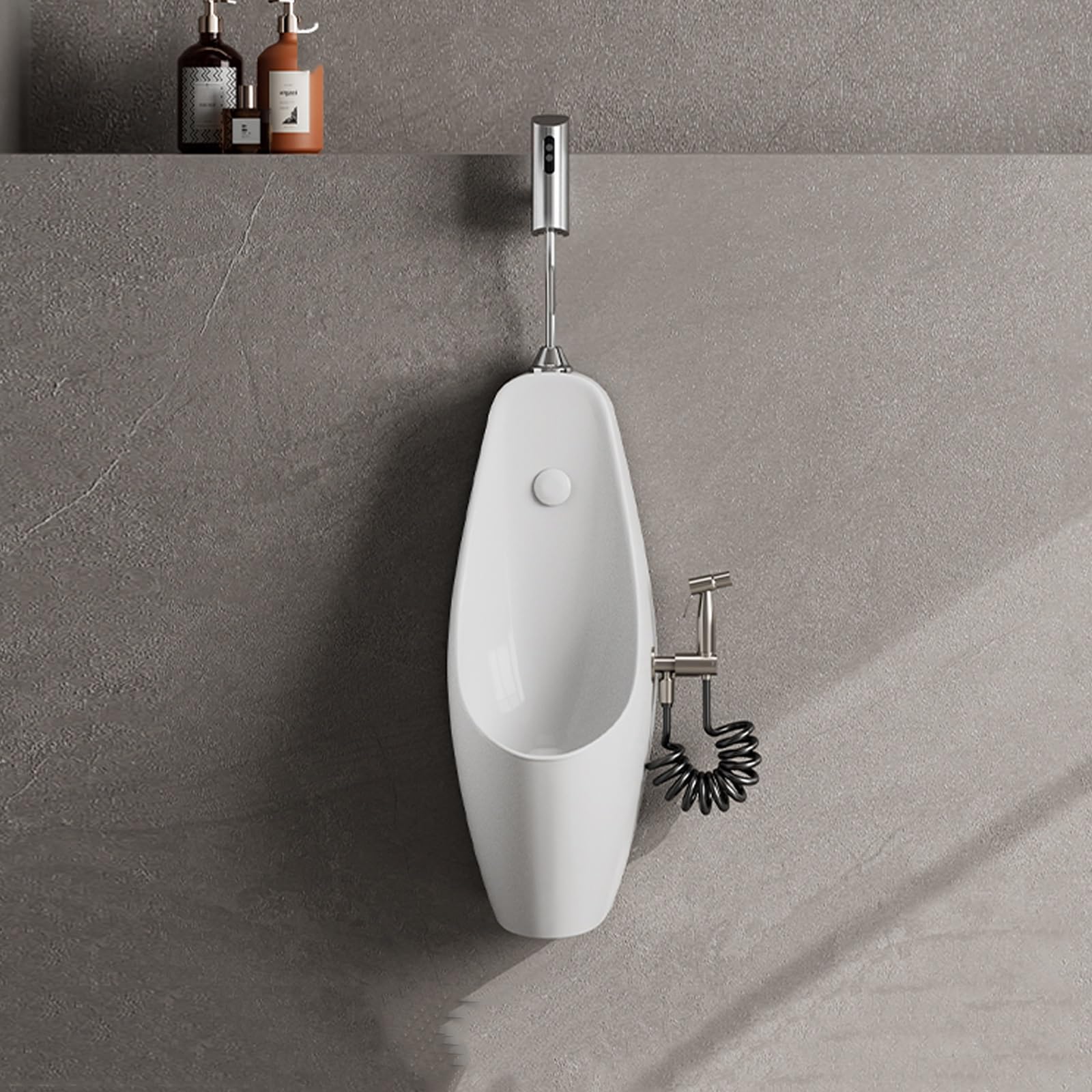 Urinario de pared automático de cerámica con sensor visto para baños