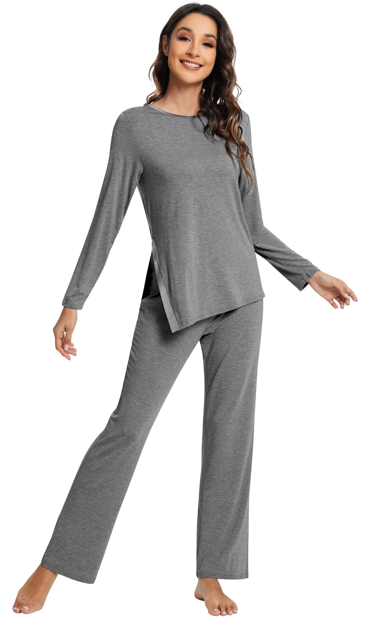 WiWi Pajamas Set for Women Super Soft Long Sleeve Pj Cooling Sleepwear Lounge Sets Loungewear Viscose from Bamboo