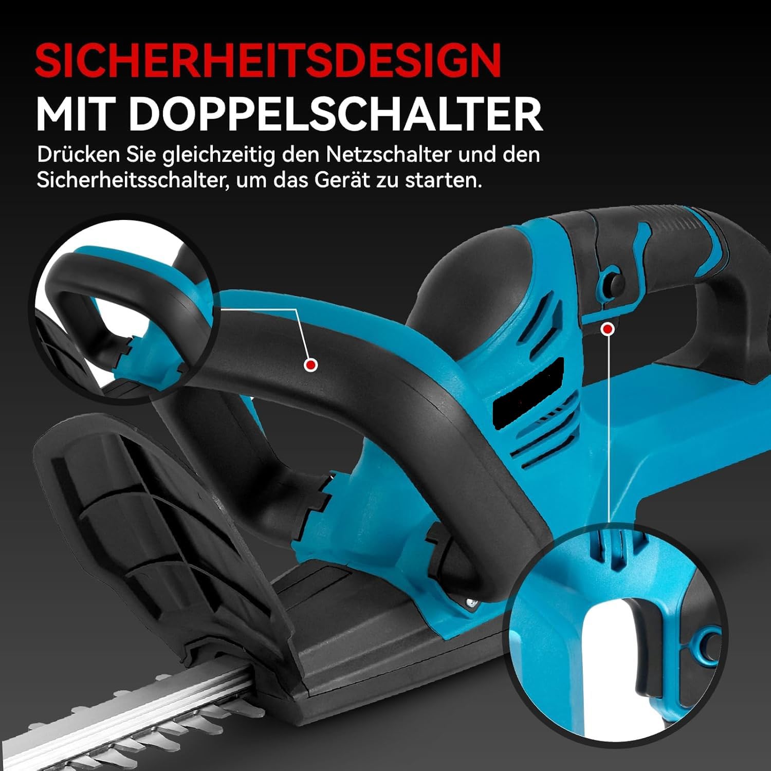 Akku Heckenschere, Ersatz für Makita 18V DUH502Z, kompatibel mit Makita BL1830B, mit 2x5.5Ah Akku, Bürstenlos Strauchschere Handheckenschere, für Trimmen im Park Garten