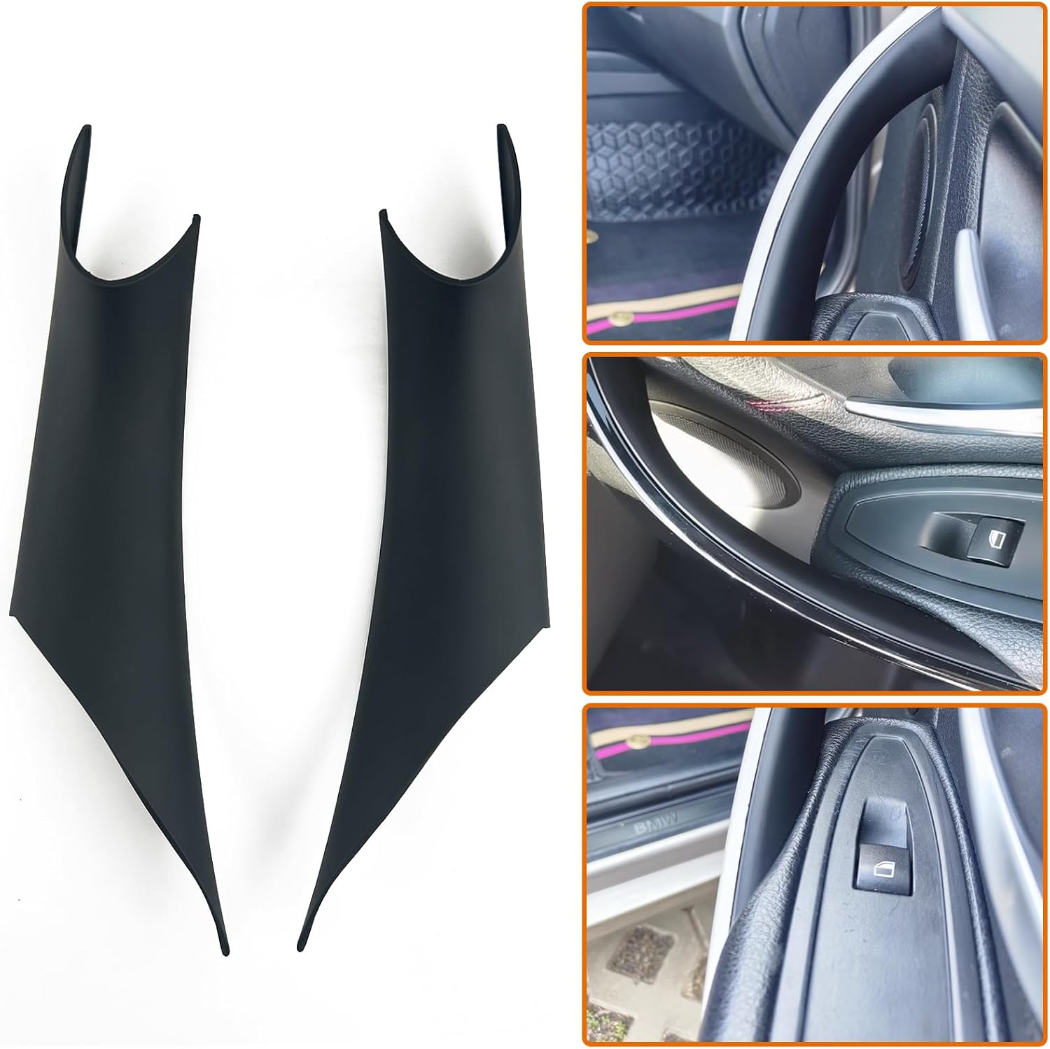Car Door Handle Cover Left and Right Interior Door Pull Handles Protective Decorate Covers for BMW 3 4 Series 3GT F30 F34 F36 2013-2018 M3 M4 320i 328i 330i 335i 340i (2PCS Black)