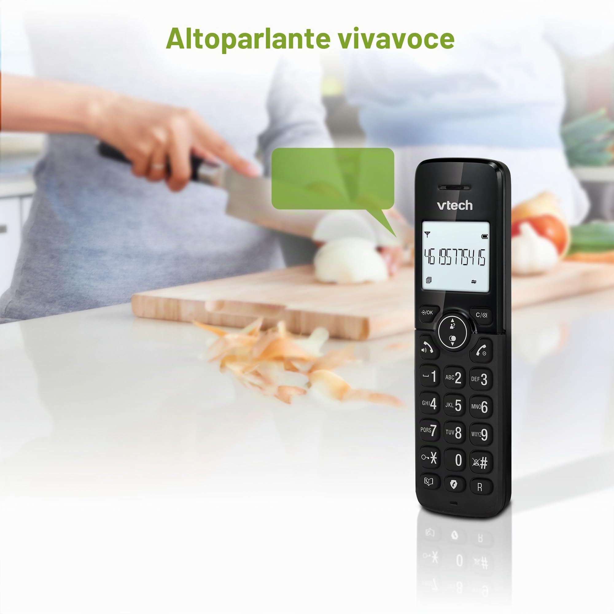 VTech CS2001 - Telefono cordless casa Duo, telefono fisso senza fili DECT facile da usare, ascolto extra forte, blocco chiamate in vivavoce, identificatore di chiamate, display retroilluminato, nero