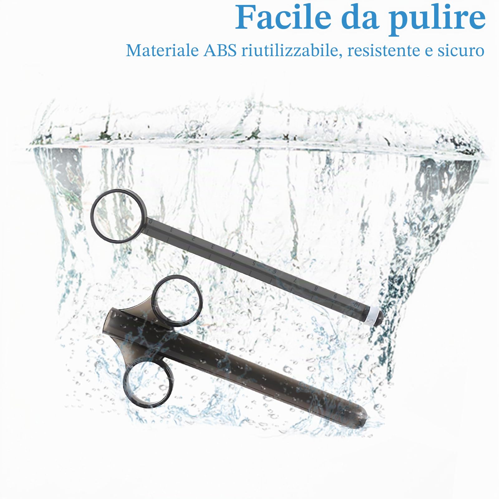Iniettori di lubrificante con bilancia precisa da 10 ml, lunghezza 16,5 cm, sparatutto con tappo in silicone impermeabile, applicatore lubrificante per uomini, donne e coppie