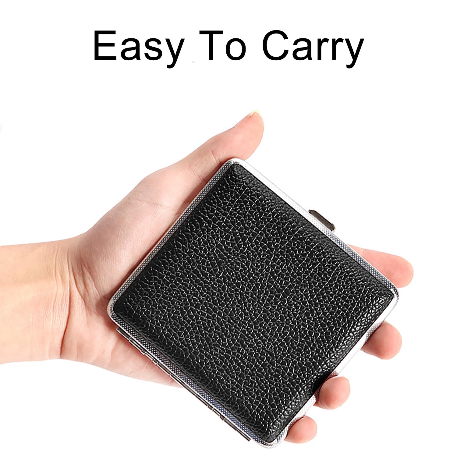 YPYMOD Cigarette Case, with PU Leather Cover, Leather Cigarette Case Holder  Storage 20pcs, Cigarette Box for Handbags and Shirt Pockets(Black) : 