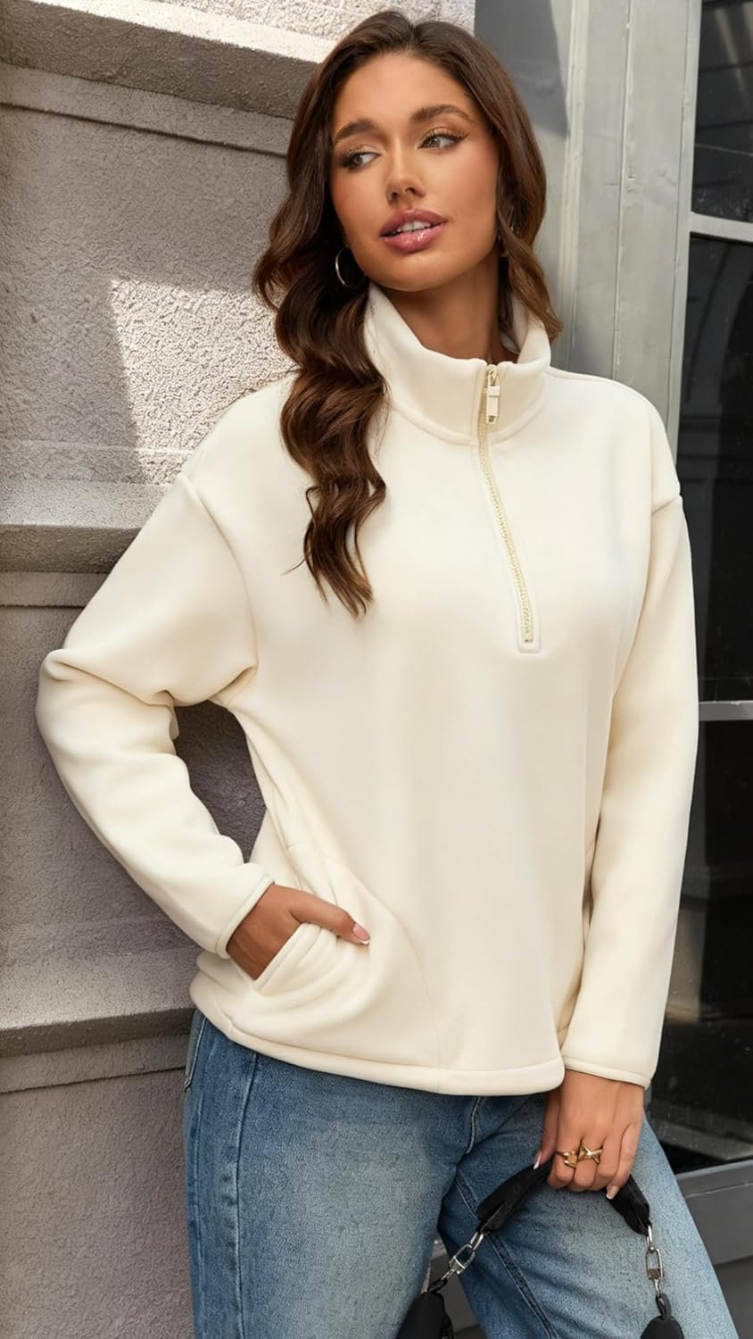 Women's Classic Half-Zip Polar Soft Fleece Jacket Warm Lightweight Fleece Pullover for Outdoor Daily Wear - Image 4