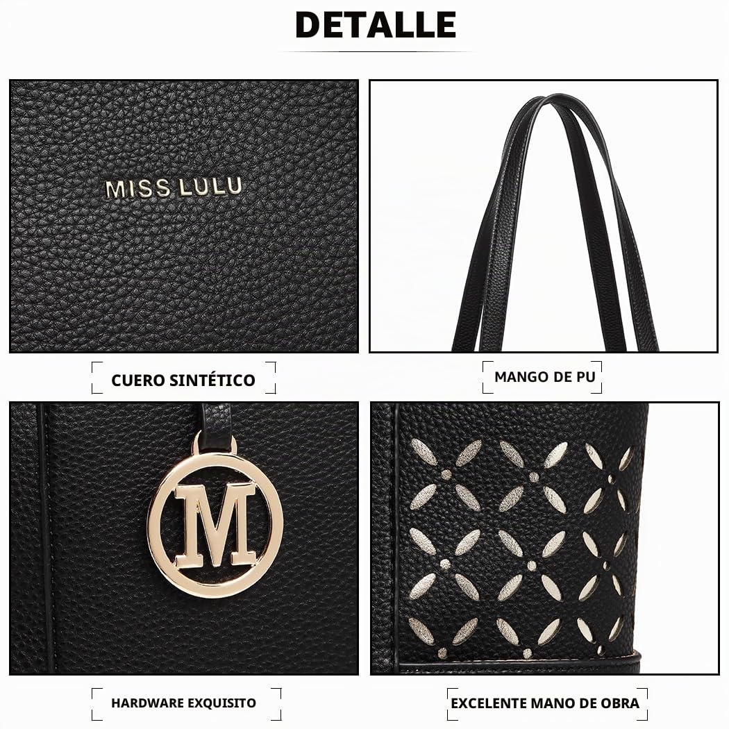 Miss Lulu Bolsos de Mujer,Bolsos Totes para Mujer-Gran Capacidad Versátiles y Estilizados Ideales para Oficina Compras Colegio Viajes Cortos y Uso Diario