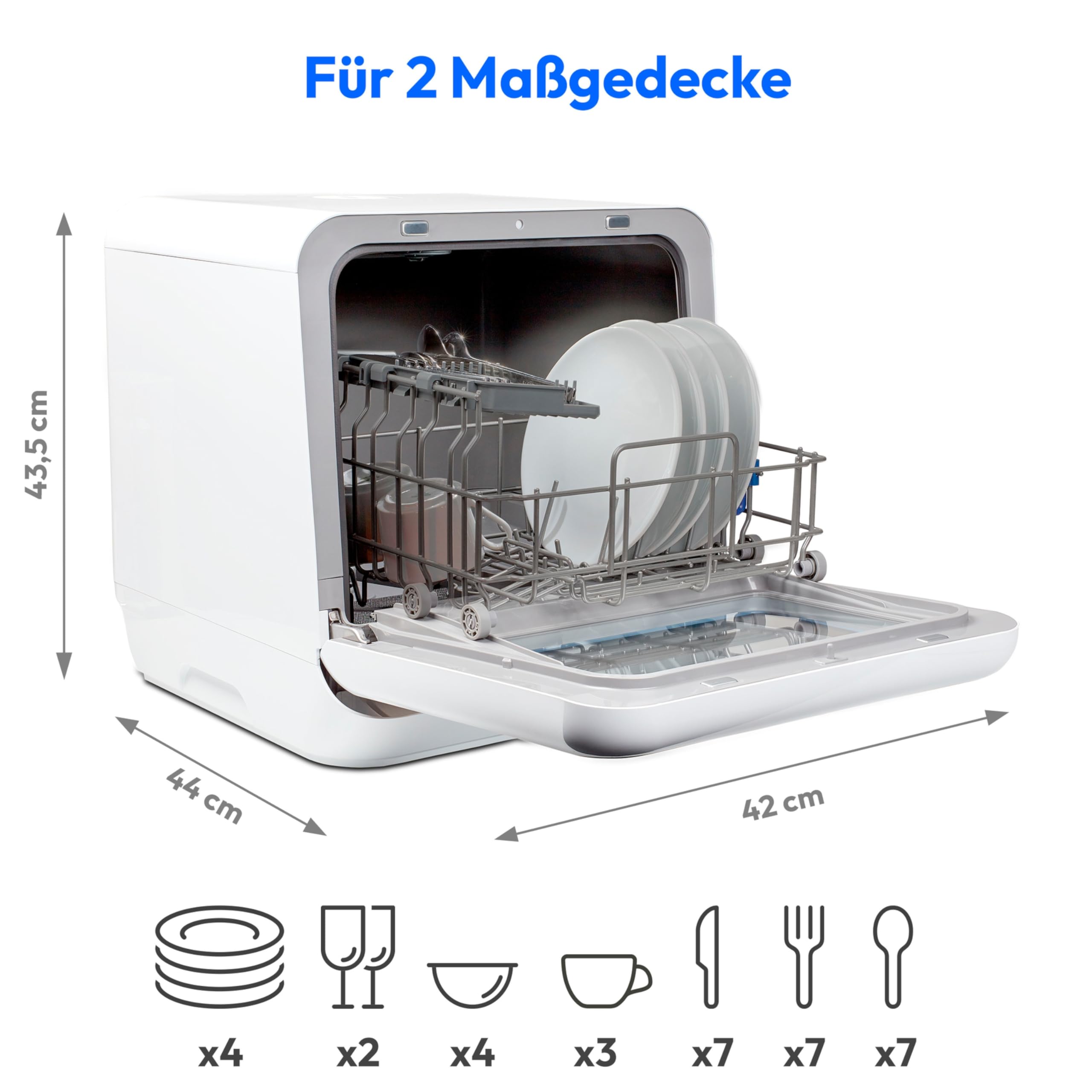 MEDION Mini Geschirrspüler DWT20 Tischgeschirrspüler 2 Maßgedecke freistehend silber
