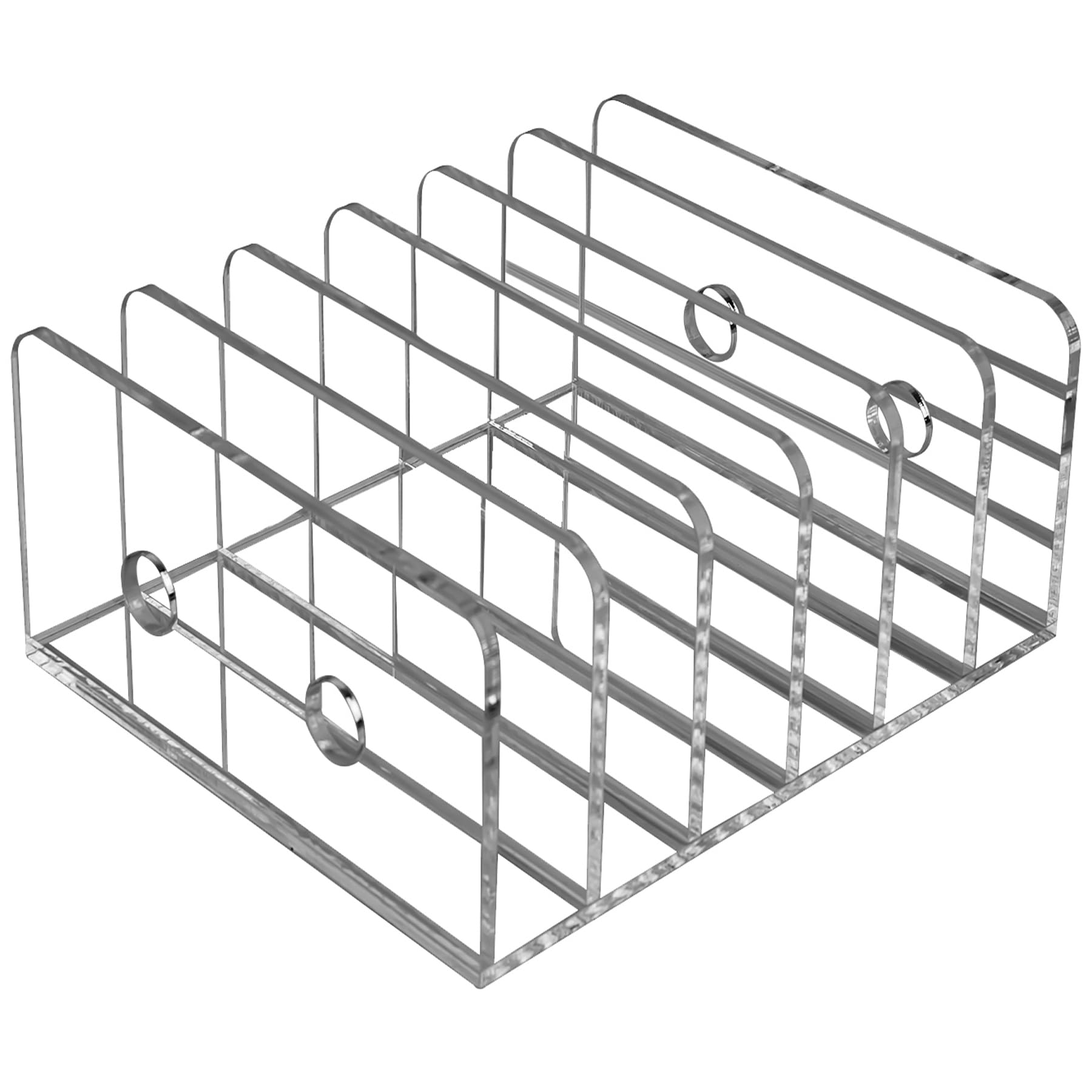 Deefongo Clear Acrylic Desk Organizer with 6-Section Multi-Compartments, Thickened Acrylic File Mail Sorter Desktop Organizer, Multifunction Envelope Letter Office Organizer Racks