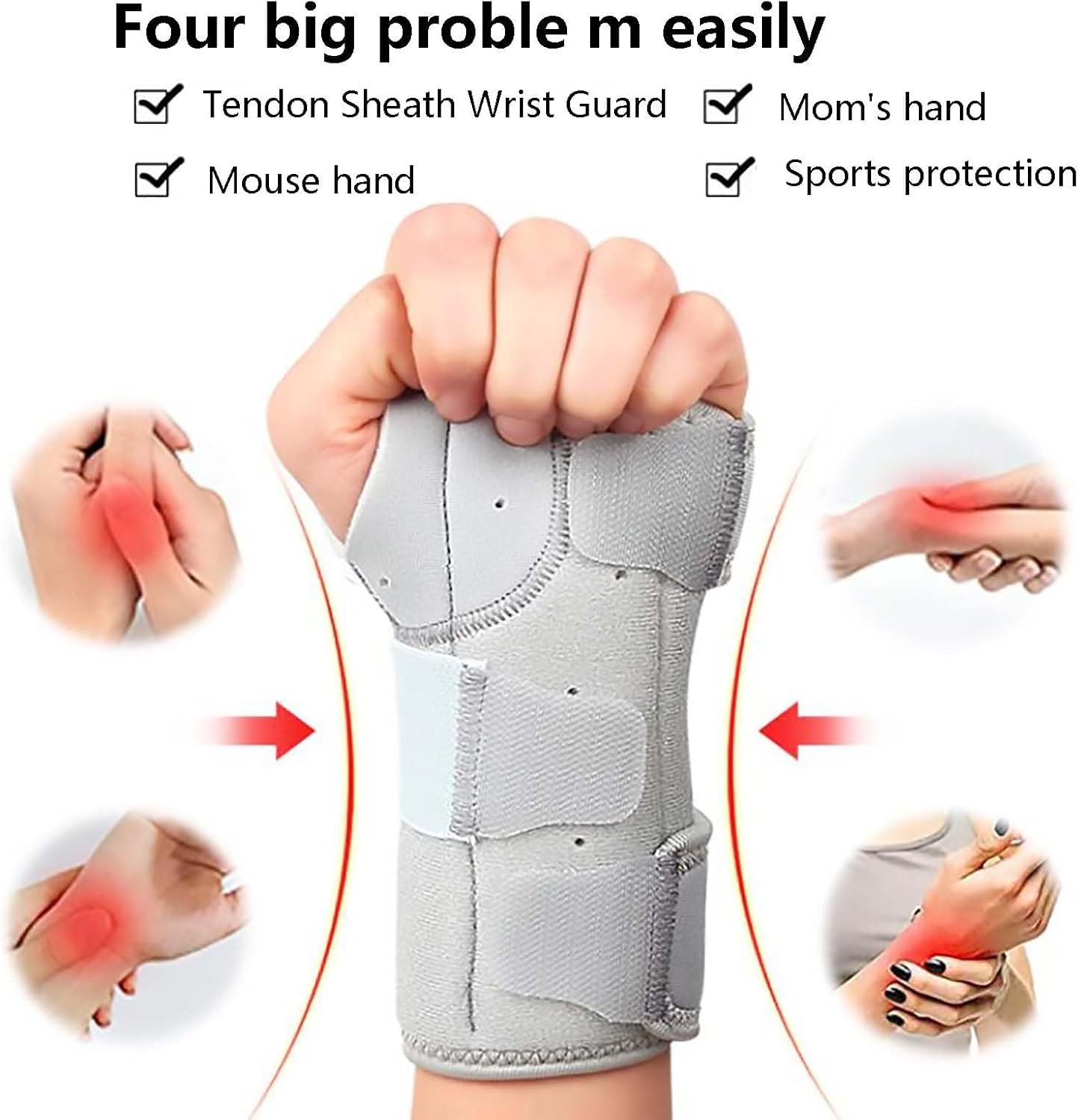 Muñequera con férulas de metal para aliviar el dolor del túnel carpiano, artritis, tendinitis y esguinces