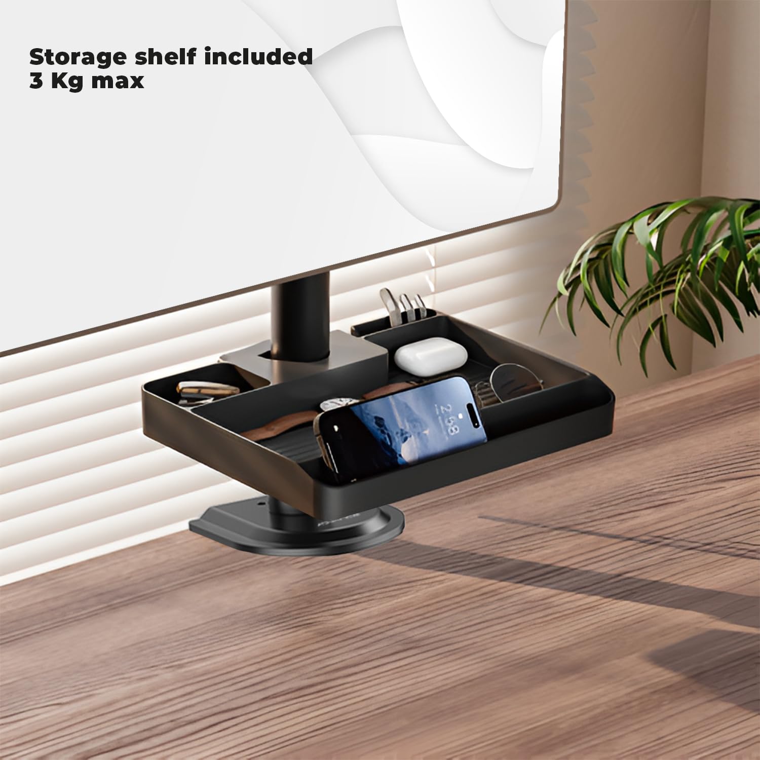 AD ADVANCE - XTENDMOUNTS Flex, Support Ecran PC de 17 à 32", Plateau Ordinateur Portable, Compatible VESA 75x75/100x100, Hauteur & Inclinaison Ajustable, Tablette Rangement & Support Smartphone