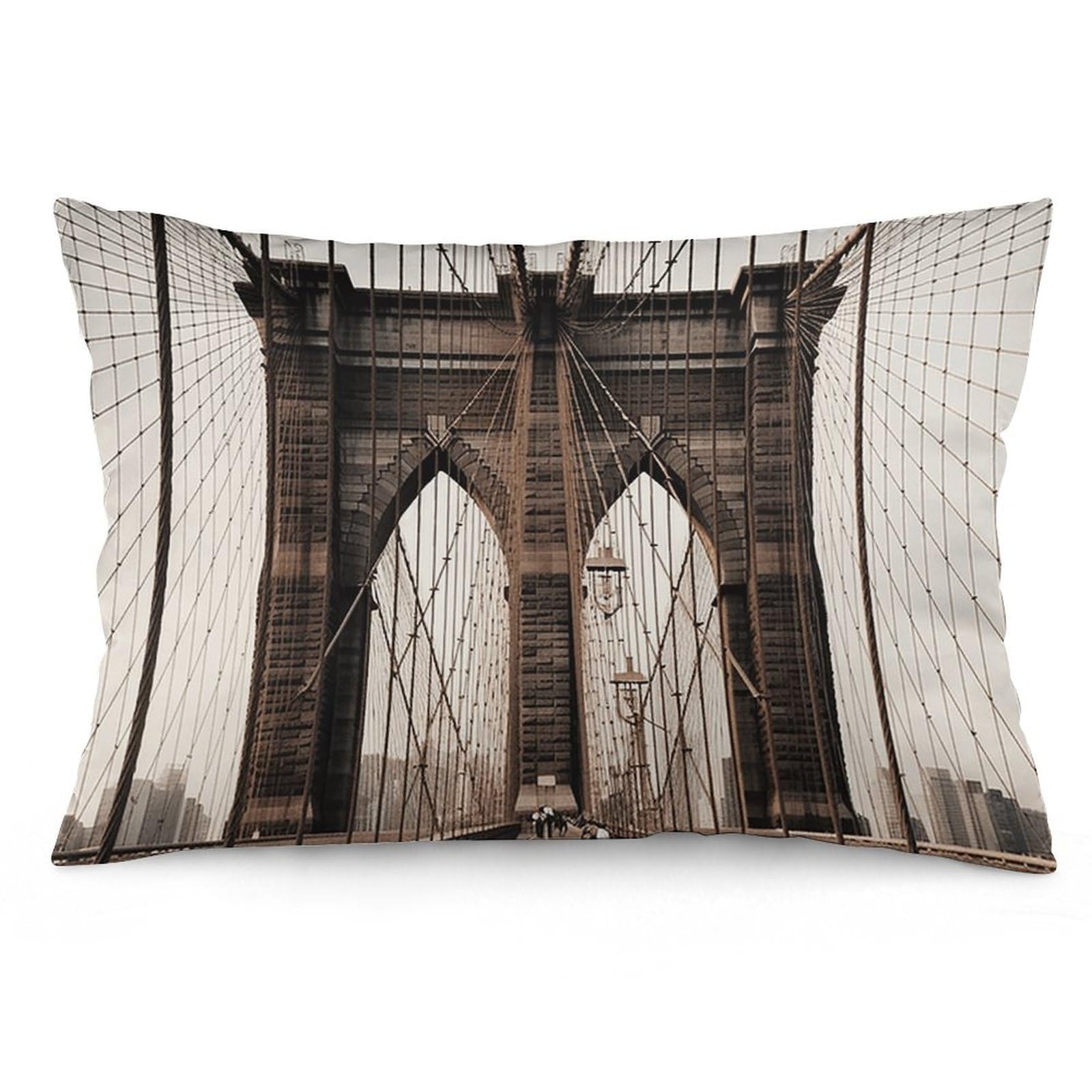 2 Pack Pillow Cases for Hair and Skin, Soft Breathable Pillow Case Covers with Hidden Zipper, Photo of Brooklyn Bridge Pillowcase 16 "x24 Pillow Covers for Sleeping Gift