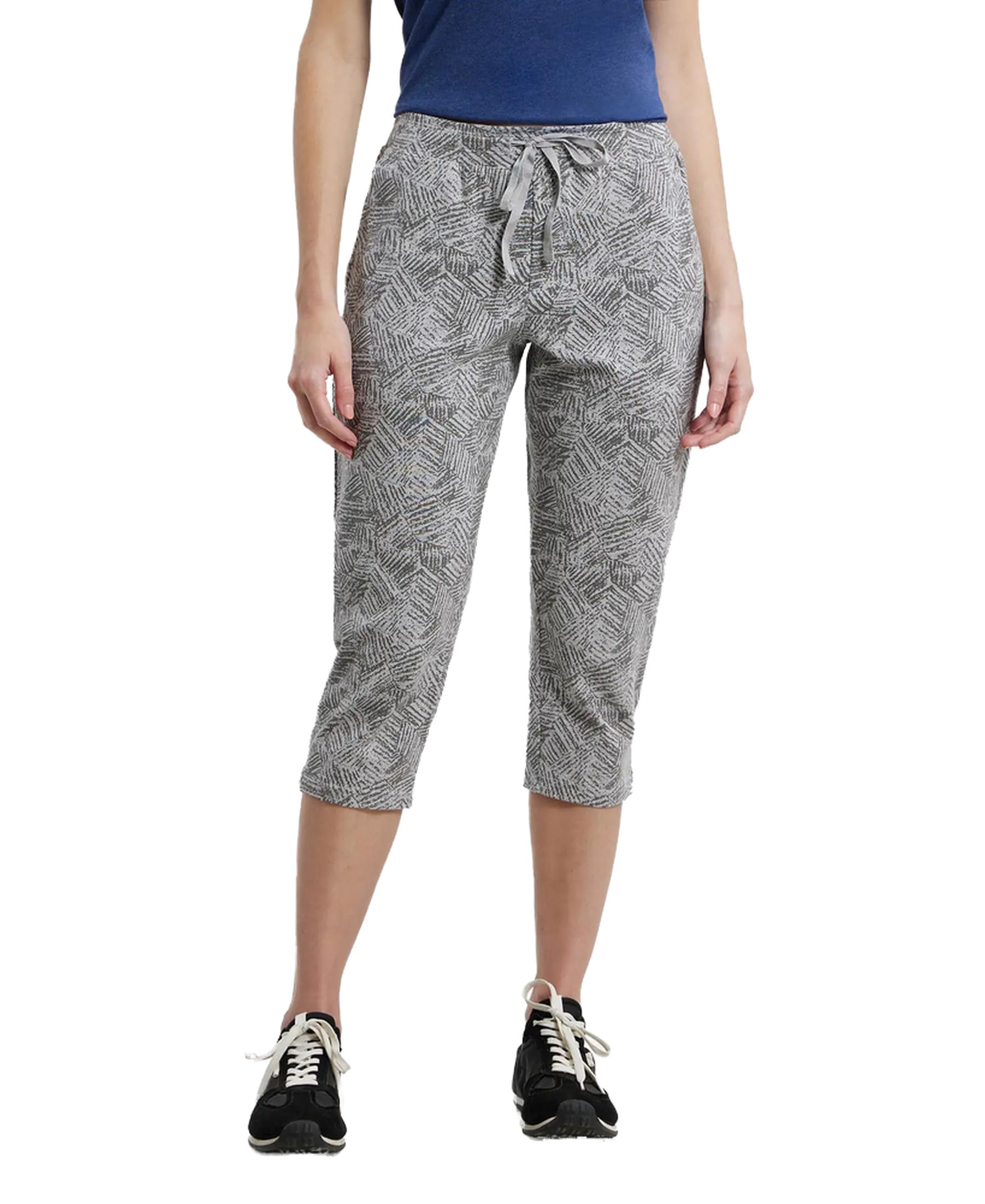 Women's Slim Fit Cotton, Spandex Capri (1300_Light Grey Melange Printed_XXL_Grey_2XL)-image-49