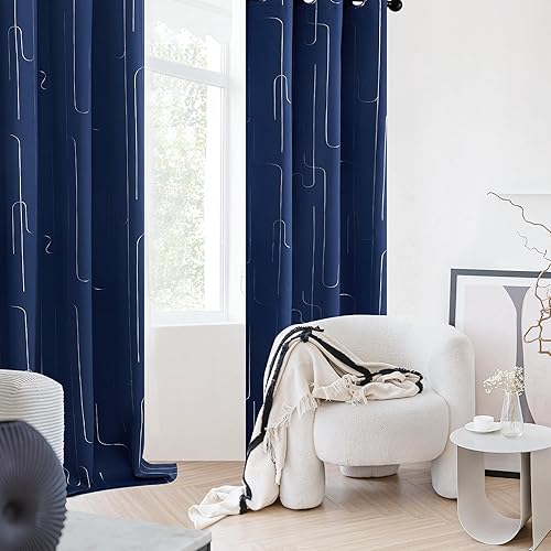 Miniatura 7 de Deconovo Cortinas de dormitorio de 63 pulgadas de largo, cortinas con bloqueo de luz, paneles de cortina de ventana con ojales, cortinas estampadas