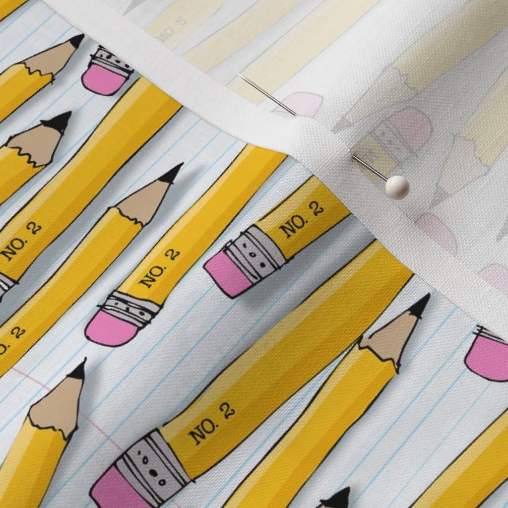 Spoonflower Fabric - Pencils School Education Classroom Teacher Learning Back to Yellow Printed on Petal Signature Cotton Fabric by The Yard - Sewing Quilting Apparel Crafts Decor