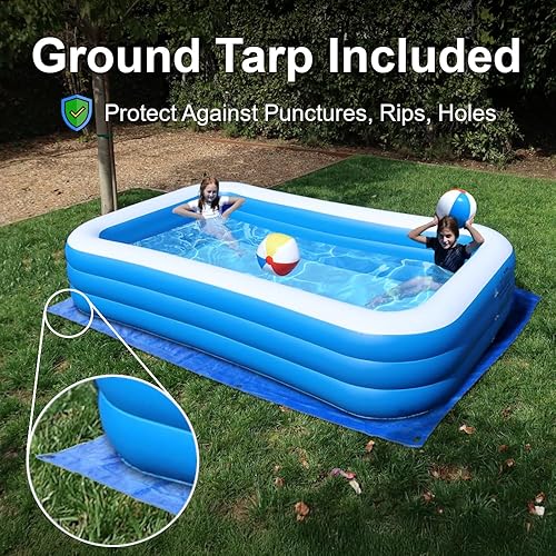 Miniatura 5 de Piscina inflable para adultos de 10 x 6 pies, paquete (lona de tierra y bomba eléctrica incluidas), fácil instalación