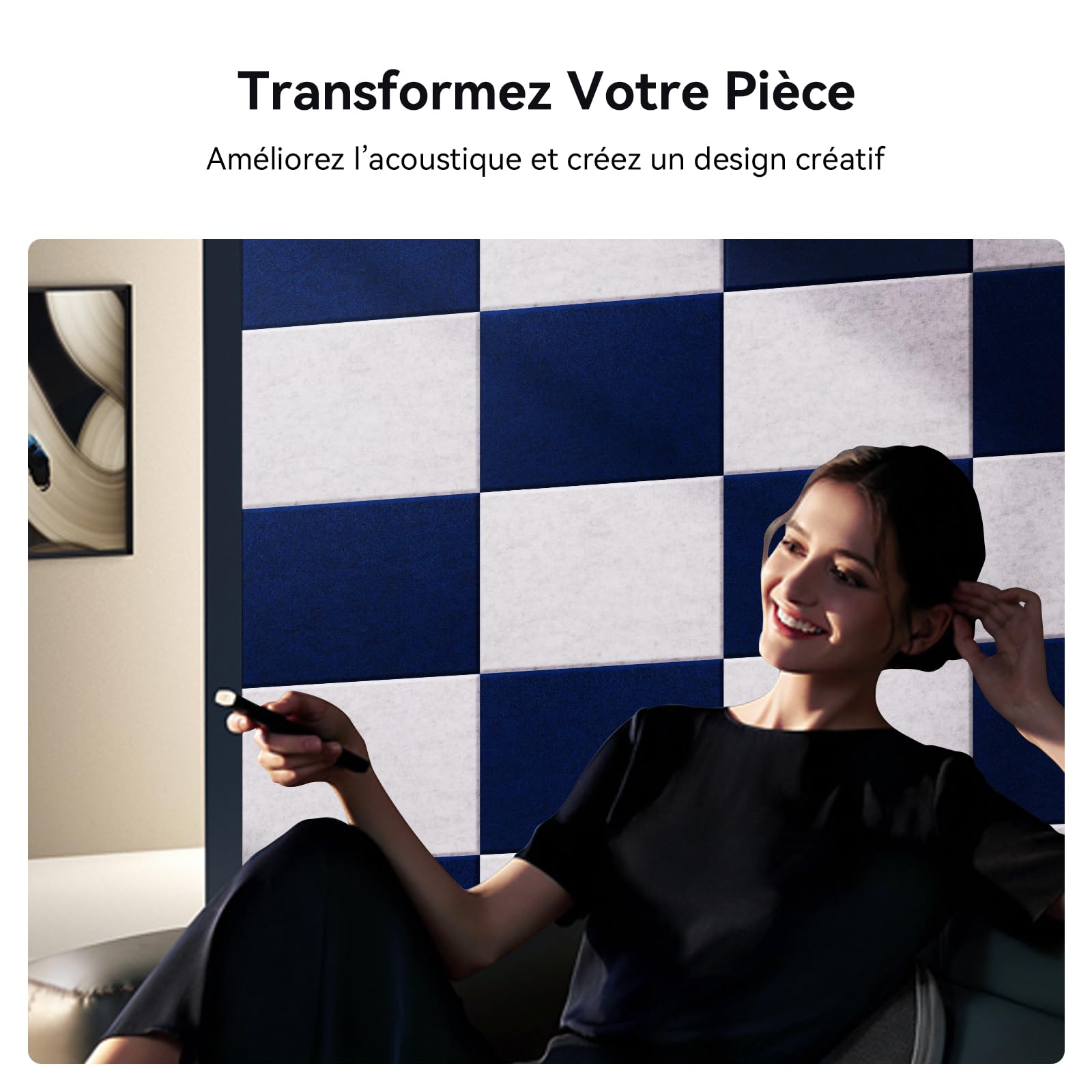 Lot de 12 panneaux acoustiques autocollants, 30*40*0.9cm Isolation phonique efficace, Couverture 1,44㎡, haute densité (230kg/m³) NRC 0.95, mousse acoustique pour murs et portes, salle de jeux