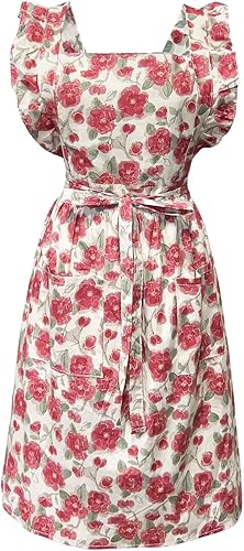 Lindos delantales para mujer con bolsillos, delantal vintage, delantal retro con espalda cruzada para cocinar, cocina