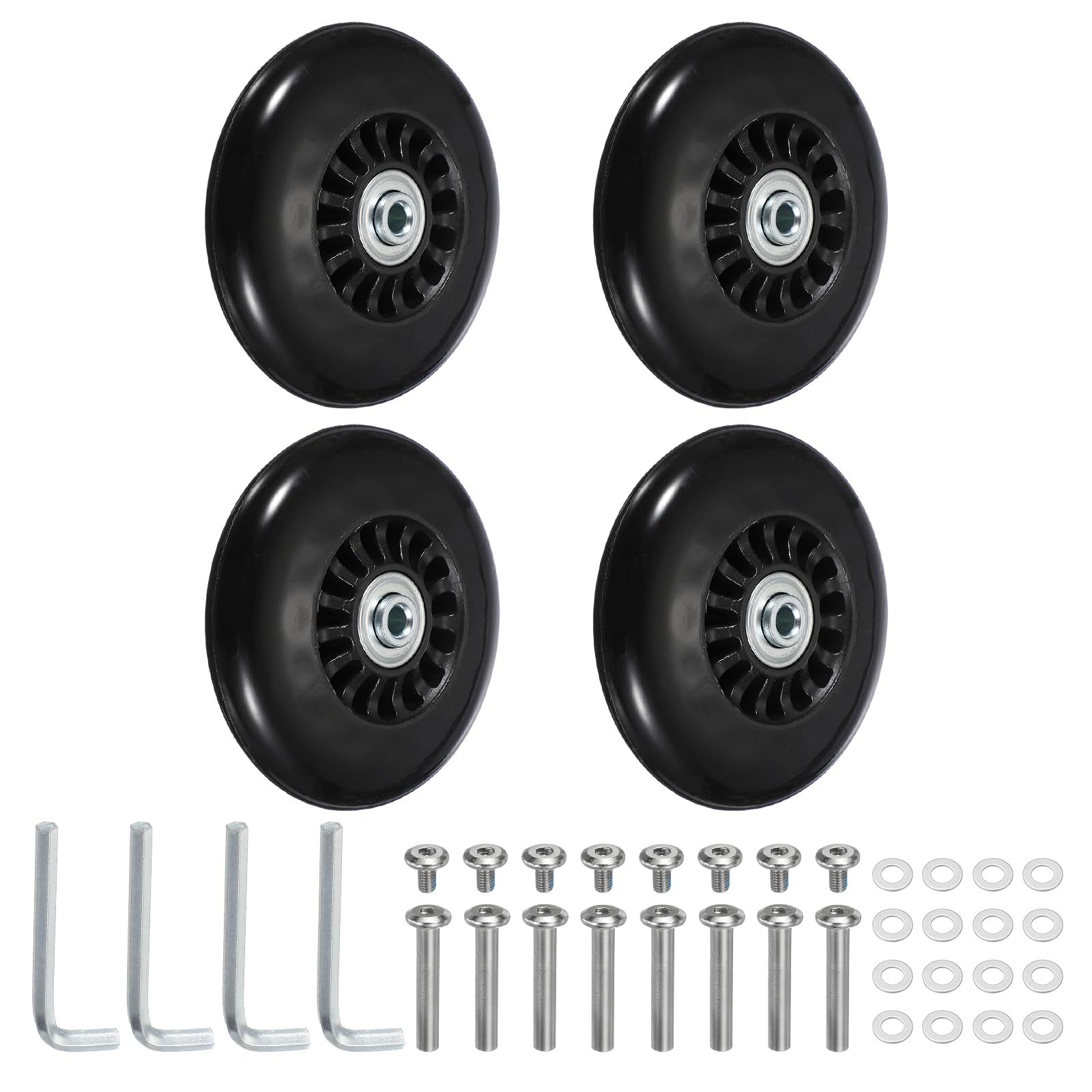 YELARXI Replacement Luggage Wheels, Suitcase Wheels Replacement Kit 87x24mm & 2 Set & Rubber & Black - Fitting for (Swivel Caster Bearings Repair/Replacing/Roller Bag/Suitcase/Spinner)