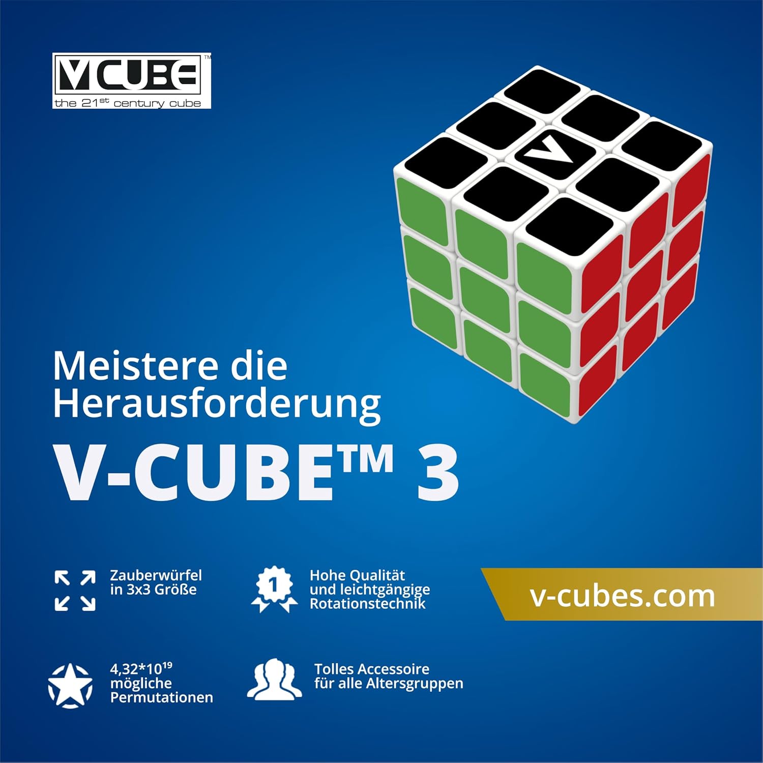 V-Cube 5206457000159 3 Cube Toy, White/Multicolor