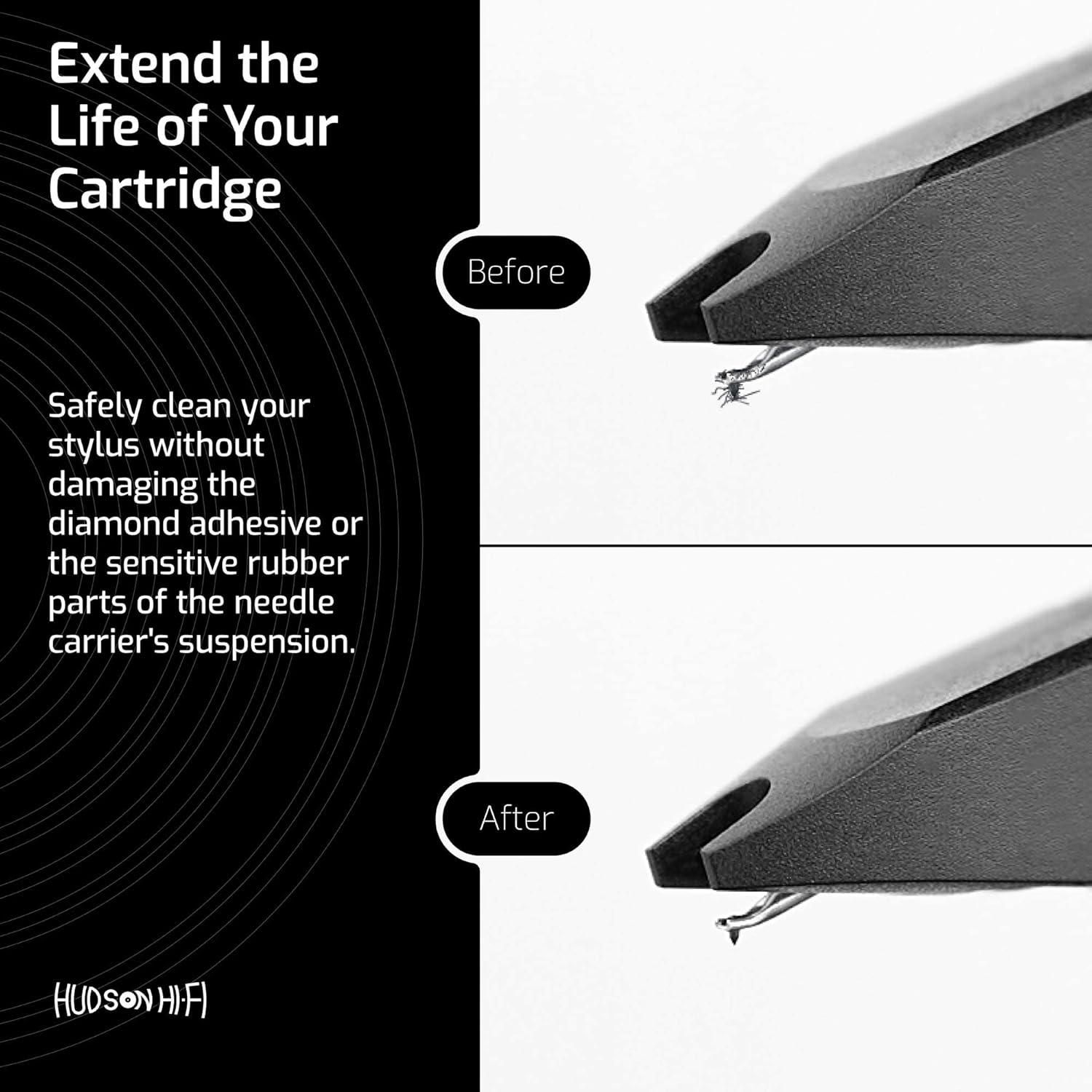 Hudson Hi-Fi Turntable UV Stylus Vinyl Cleaner with Microfiber Record Cleaning Cloth 5 Pack