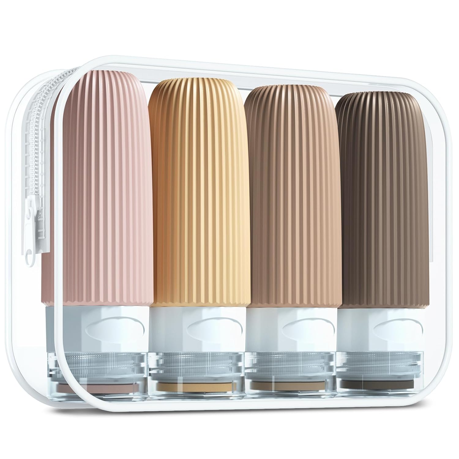 4 Pack Travel Bottles For Toiletries, CAA Approved Silicone Travel Bottles, Leak Proof Squeezable Travel Size Containers, Travel Essentials For Lotion Soap Liquid Shampoo, BPA Free (90ml)-image-45