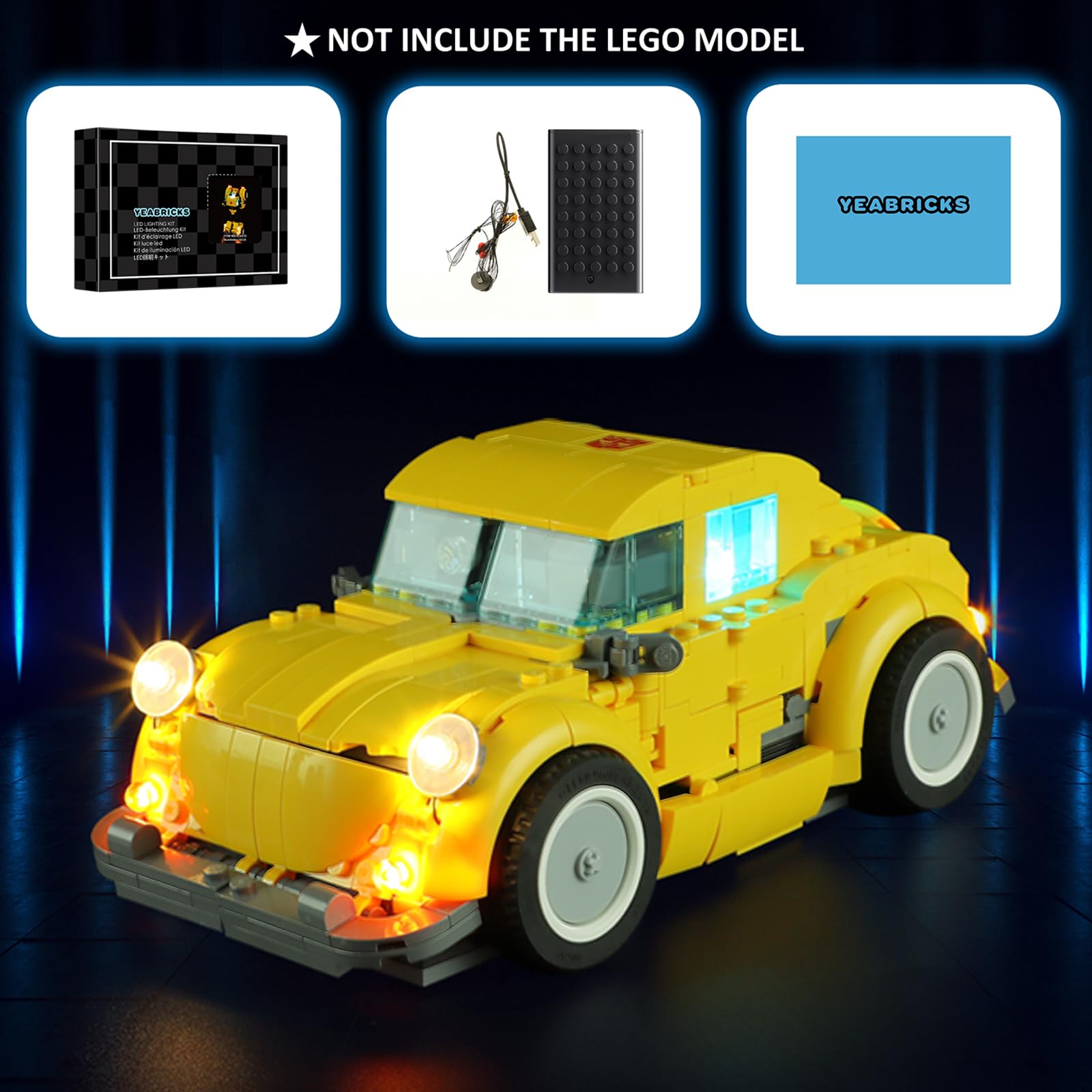 YEABRICKS Kit Luce LED Per 10358 Icons Transformers Soundwave - Set Illuminazione Per Mattoncini (Batterie Non Incluse) - 4