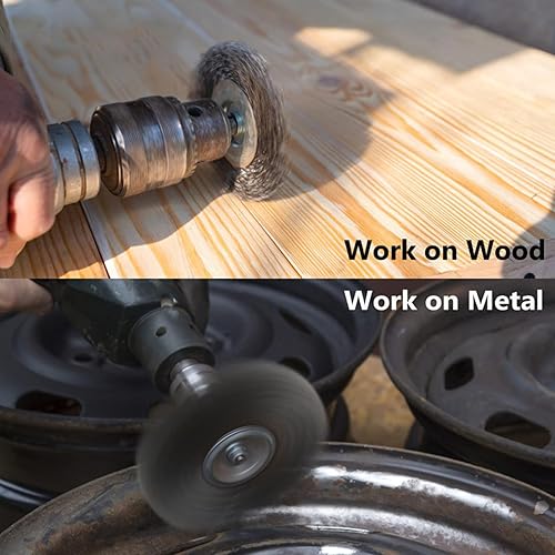 Miniatura 4 de Cepillo de alambre de 2 pulgadas, rueda hexagonal de 14 de pulgada y cepillo de copa para taladro, cepillo de alambre de acero al carbono prensado