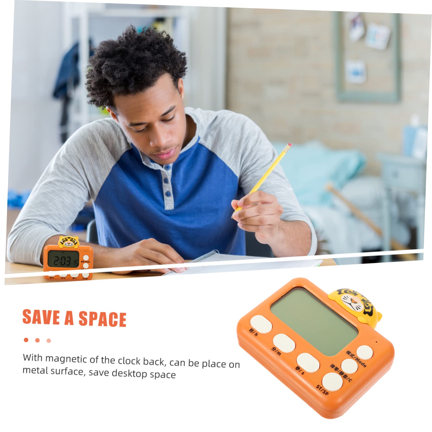 Cabilock 4 Pièces Réveil Minuteur Minuterie De Travail Minuteries De Cuisine pour Cuisiner Numérique pour Les Enfants D'examen Horloges Numériques Dur Plastique Orange