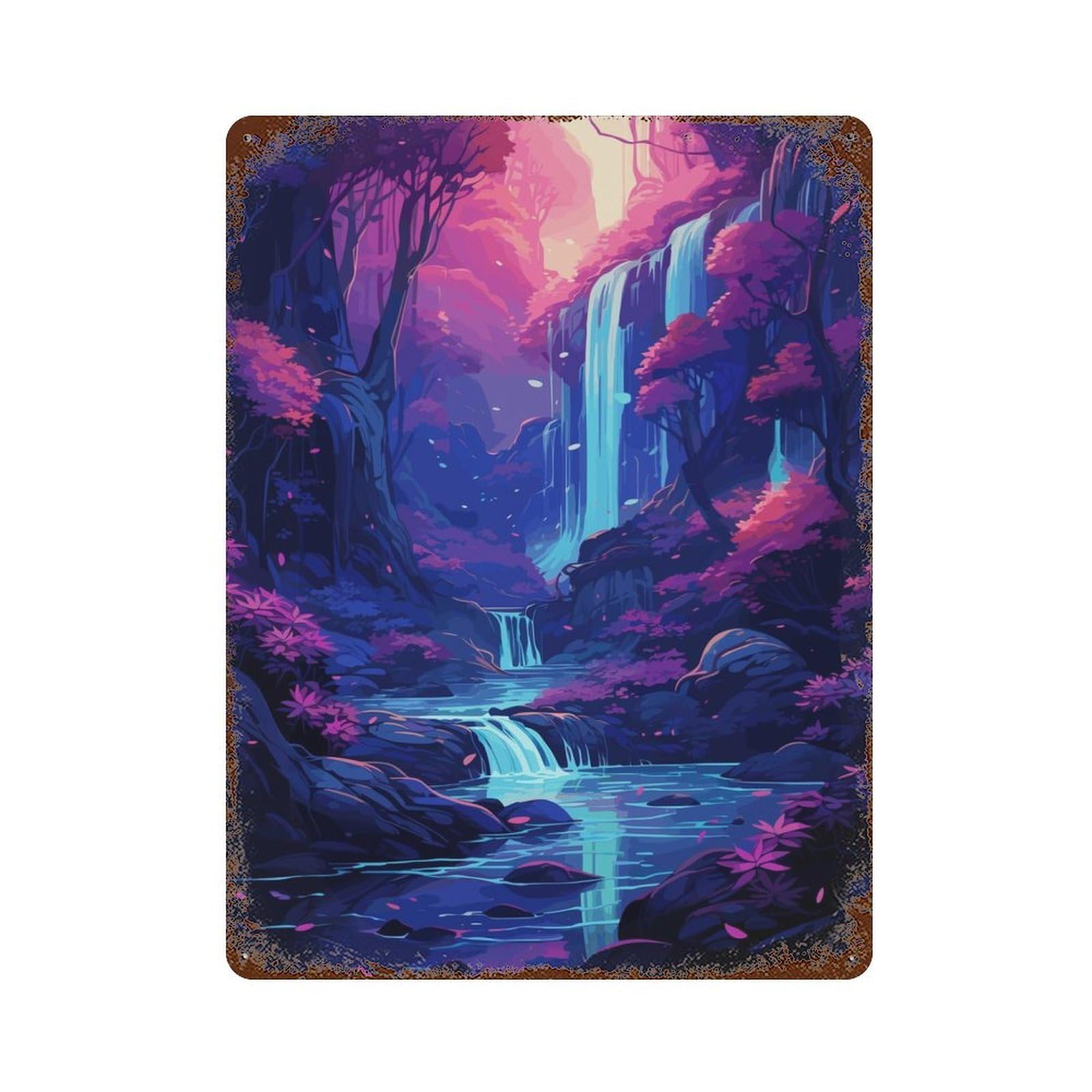 Japanese Waterfall Retro Metal Sign 15.7"x11.8", for Pub, Kitchen And Man Cave Decor, Industrial Home Decor