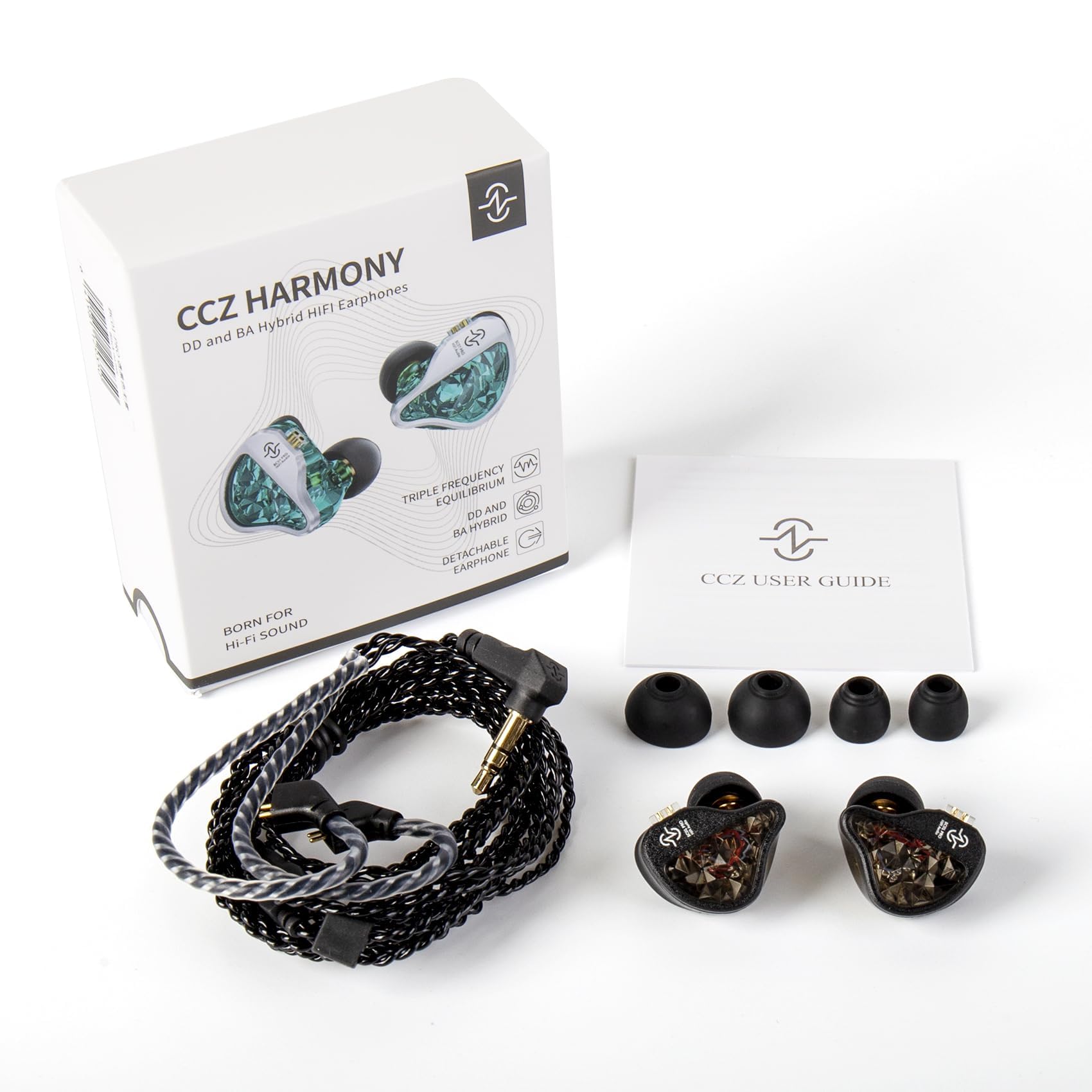 Yinyoo CCZ Harmony BC01 Pro - Auriculares con cable, controlador híbrido 1DD 1BA, IEM, sonido estéreo de equilibrio de tres frecuencias, aislamiento de ruido, ligero