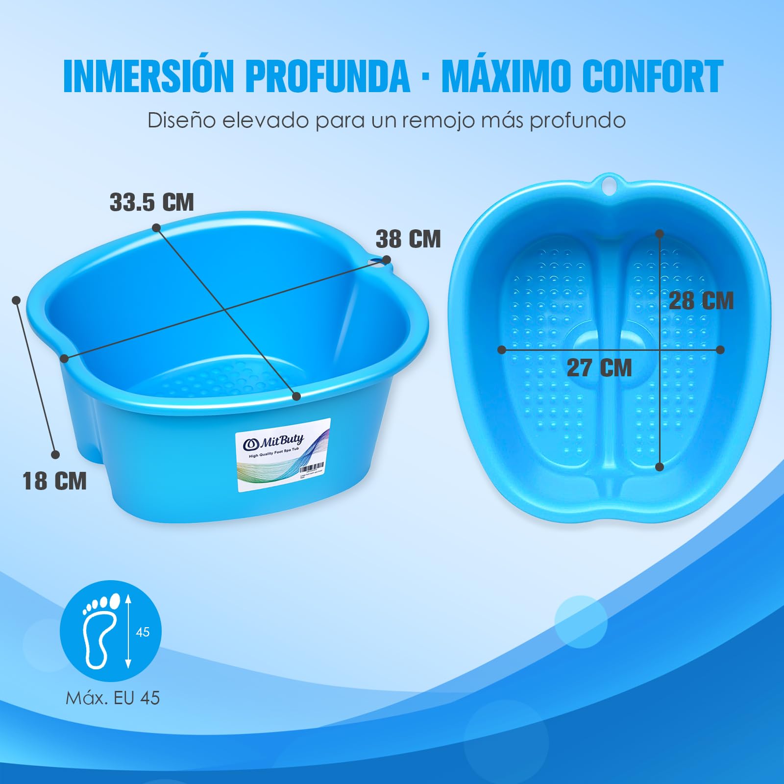 Cuenco de spa grande para baño de pies, lavabo de plástico para pedicura y masaje