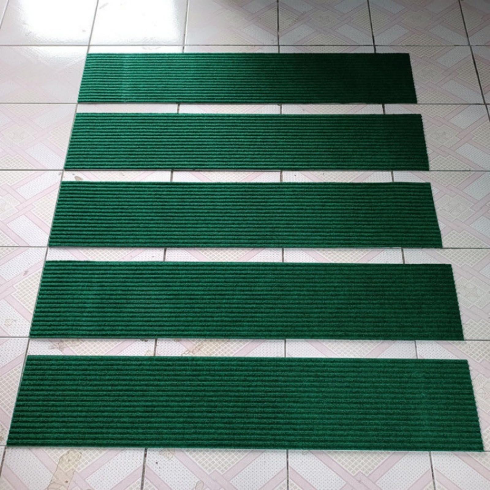 Set di 13 tappetini antiscivolo per scale in legno, per interni, per anziani, colore caffè