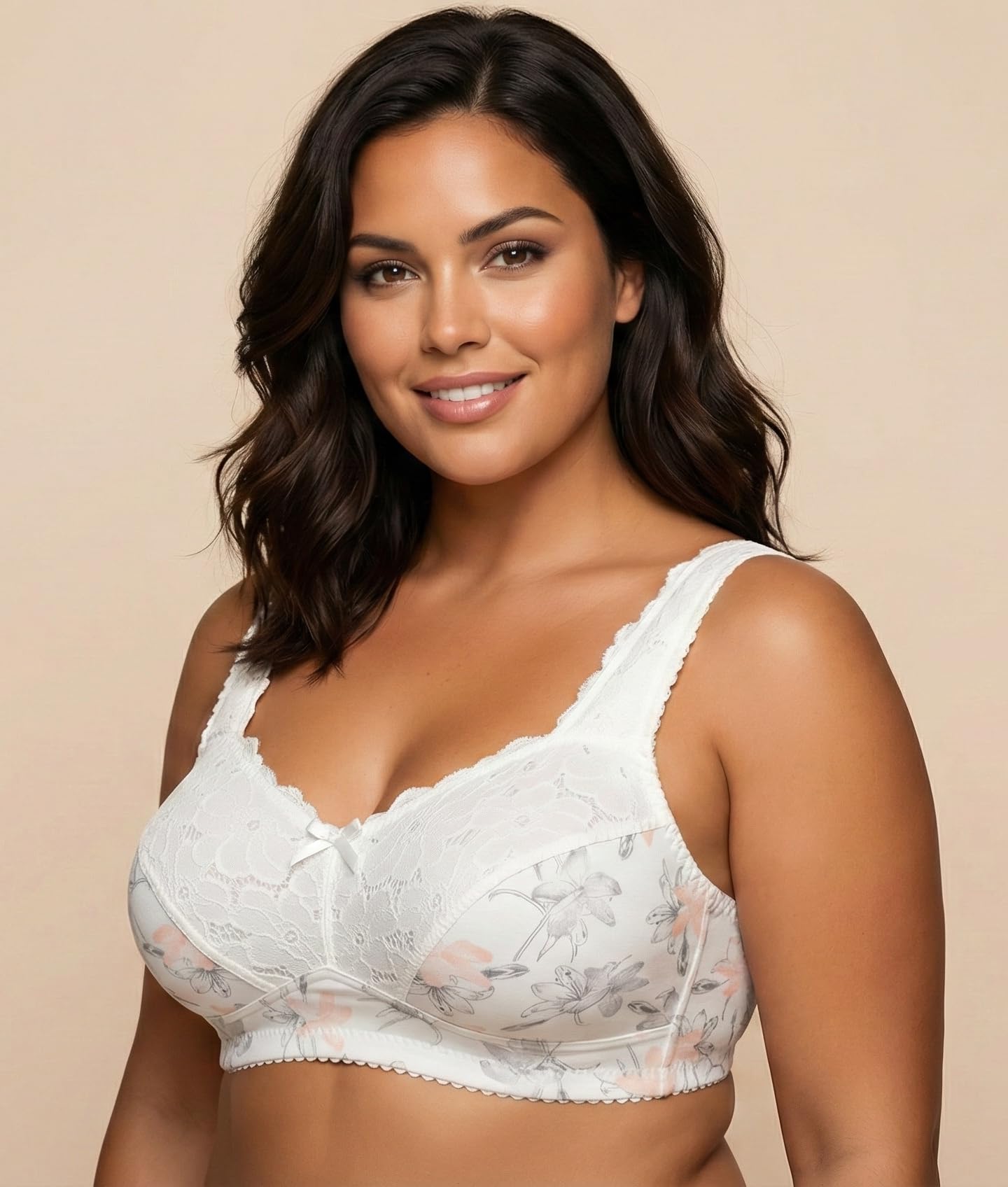 Soutien-gorge femme Amelia sans armatures coton blanc - Soutien-gorge de soulagement B-F XXL grandes tailles - Soutien-gorge minimiseur - Soutien-gorge large bretelles