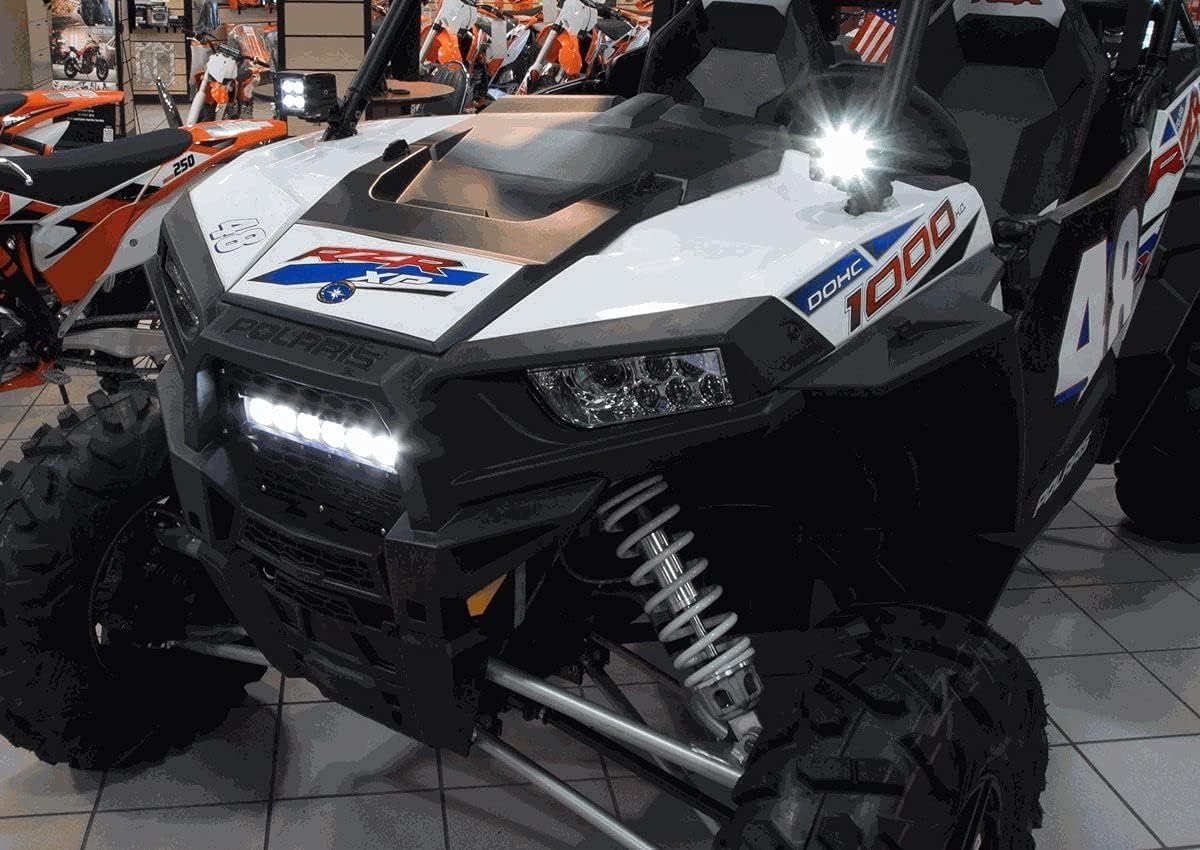 iJDMTOY A-Pillar LED Pod Lights Compatible with 2014-up Polaris RZR XP 1000, 15-up RZR 900, Incl (2) 20W High Power LED Cubes, Windshield A-Pillar Mounting Brackets & On/Off Switch Wiring Kit