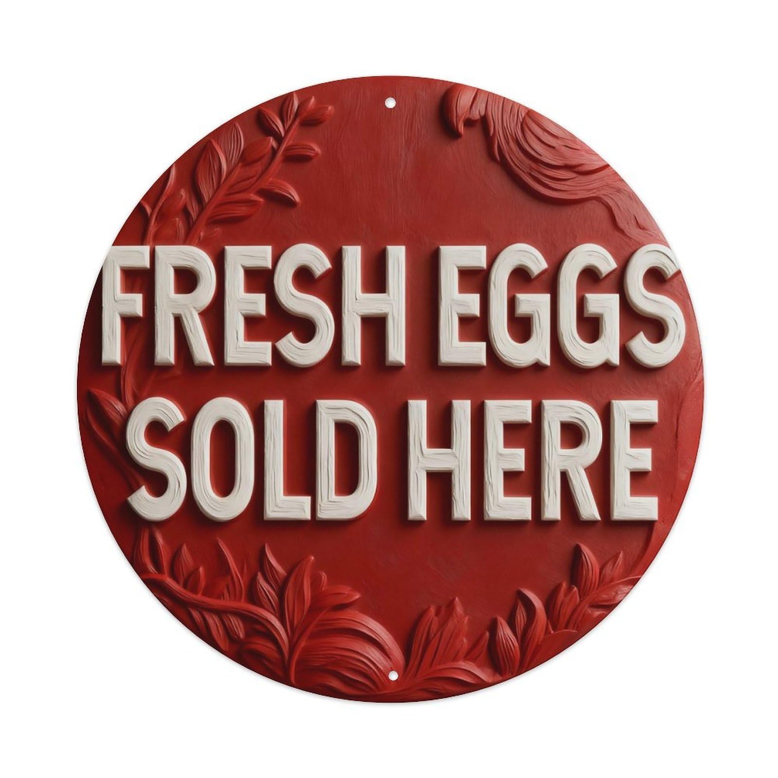 Zlatcbu Vintage Fresh Eggs Sold Here Sign Metal Tin Sign Retro Wall Art Poster, Decor For Home Living Room Bar Cafe Garage, 8X8 Inch