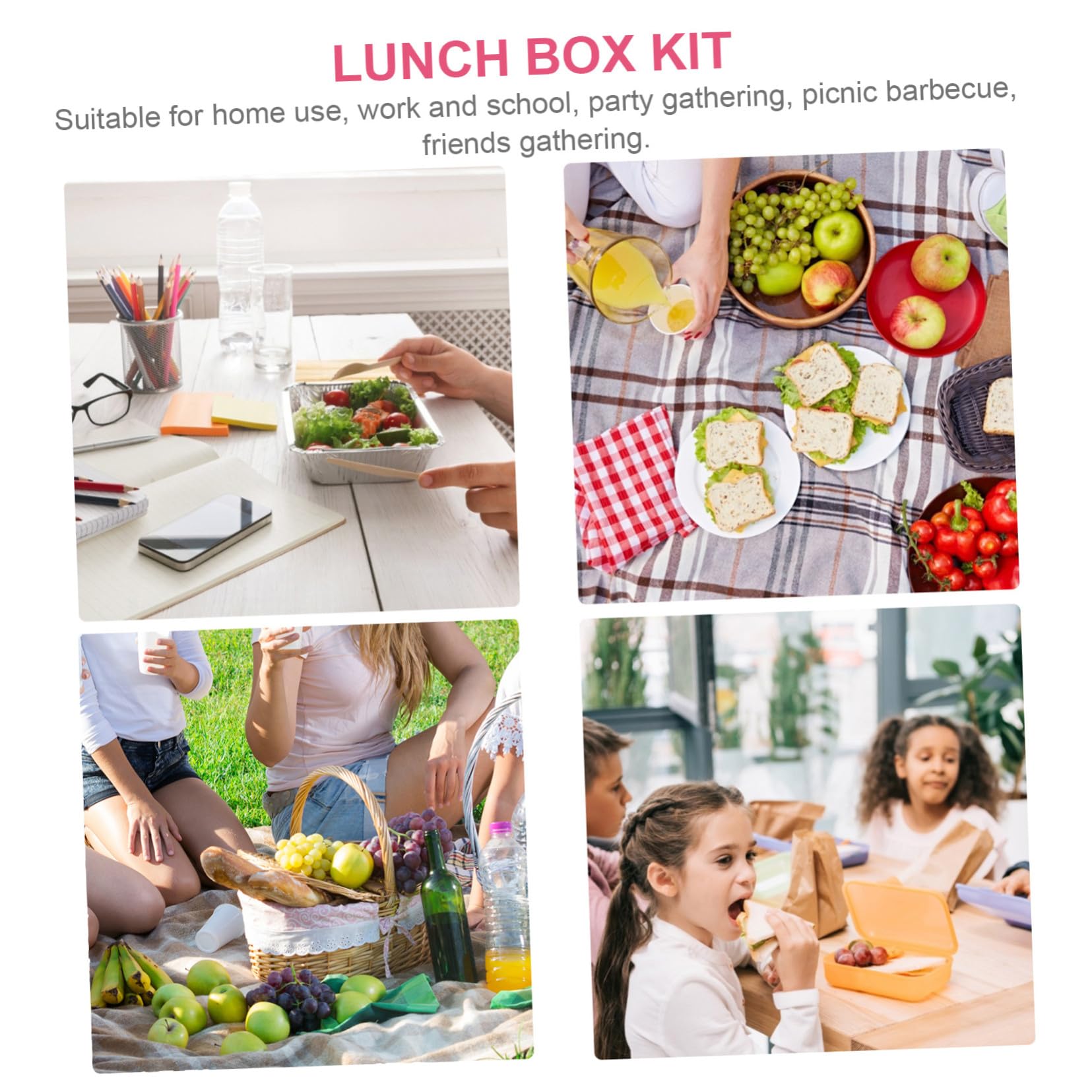 Hohopeti Caja de Almuerzo Isotérmica de Acero Inoxidable Doble con Compartimentos Divididos Kit Portátil para Oficina y Estudiantes Incluye Cubiertos y Bolsa Rosa Cierre Hermético