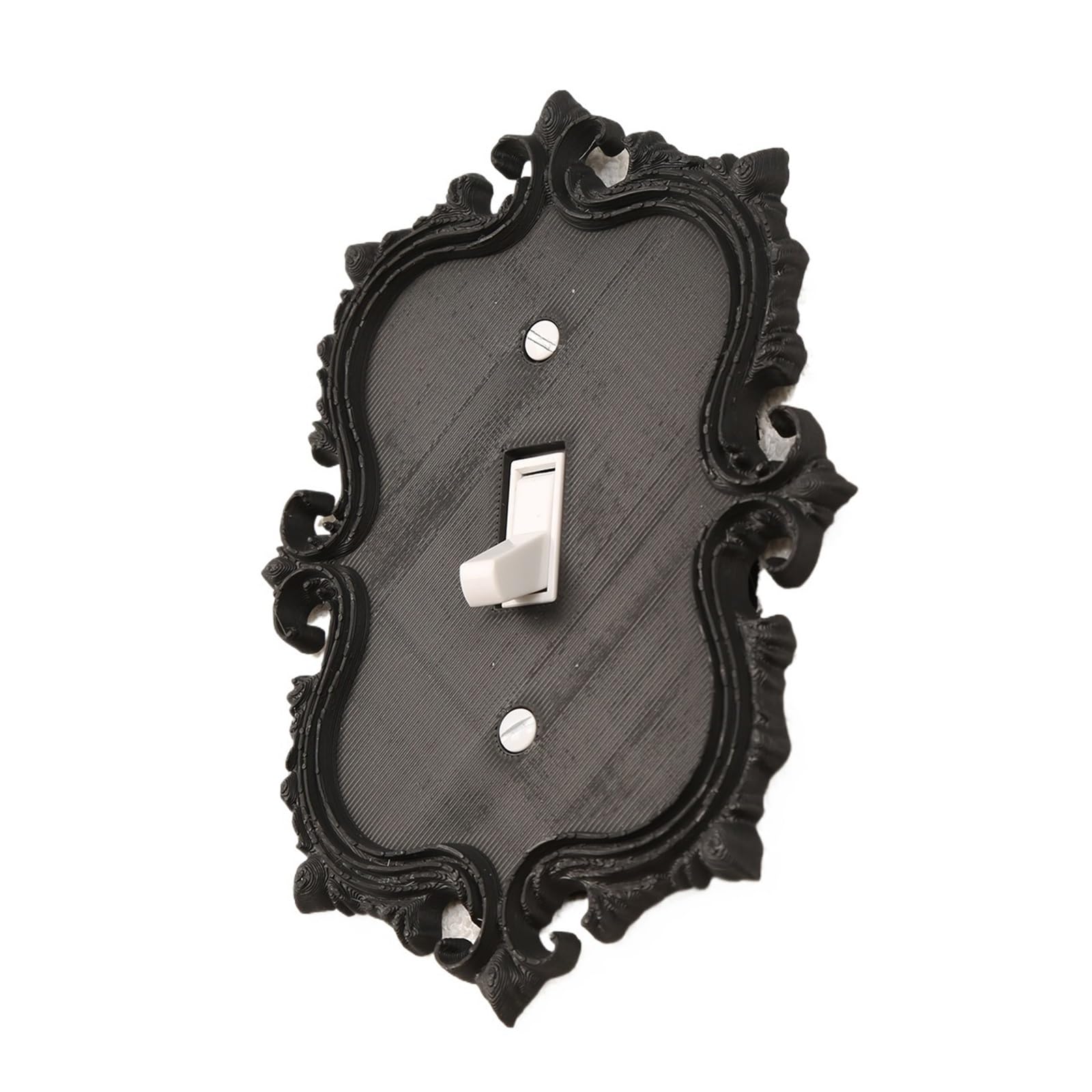 Gwyzax 2140-A Light Switch Surround Retro Carved Switch Plate Cover 4-Pack Matte Black Abs Wall Panel