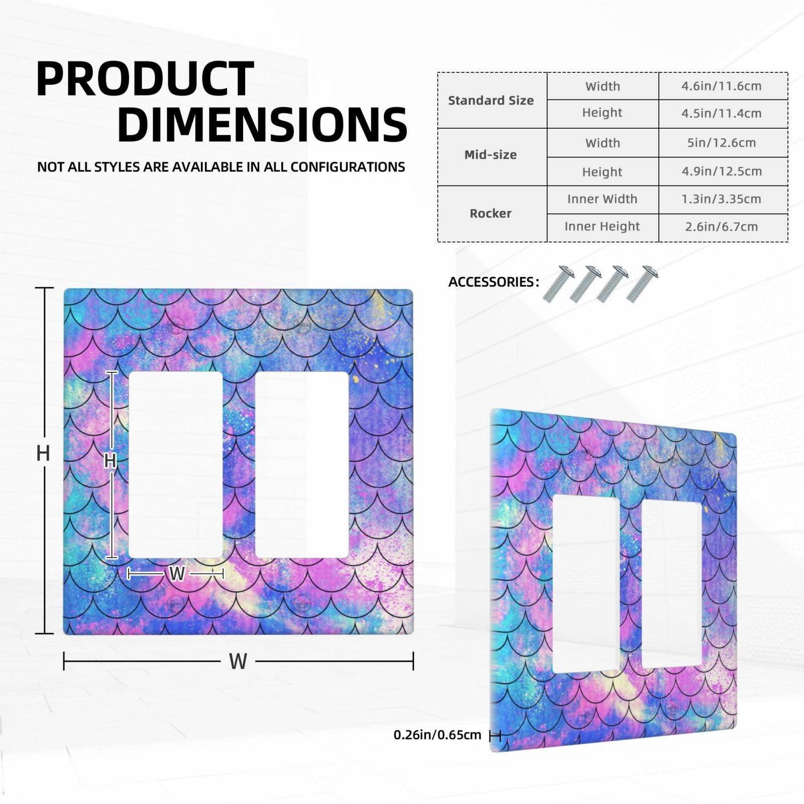 Yamxbfa Plaque Murale Décorative GFCI Pour Interrupteur à Double Bascule, Motif Sirène Pastel, Pour Chambre D'enfant, Chambre D'enfant