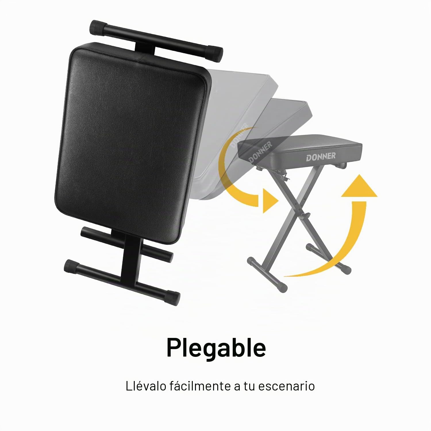 Donner - Banco de Teclado con Esponja de Alta Densidad Ajustable, diseño Antideslizante, Color Negro