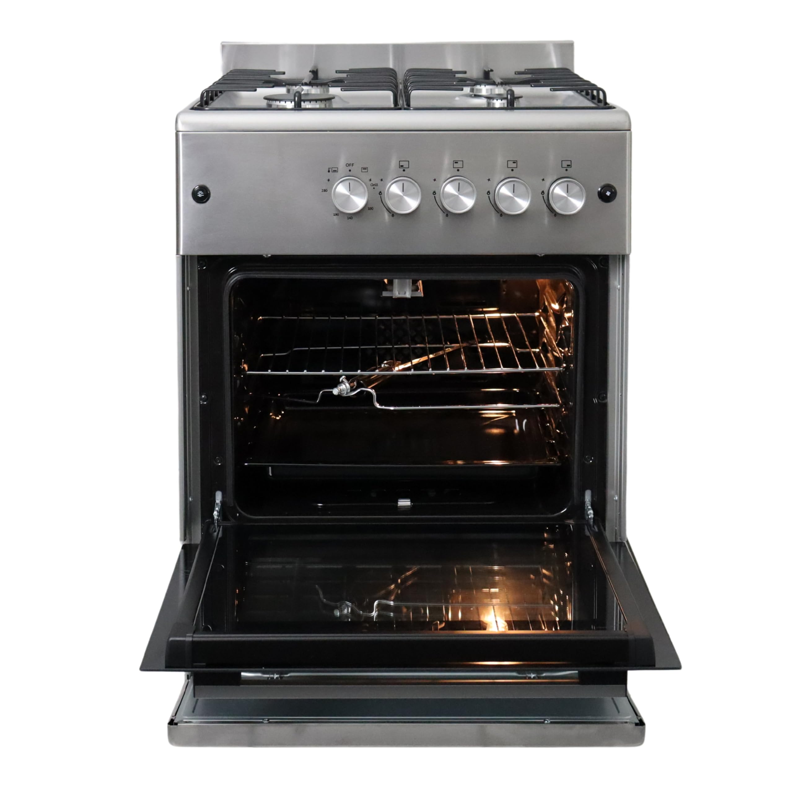 Gasline Gasherd SHGG6060FGIX Edehlstahl 60cm Gasbackofen mit Thermostat und Umluft
