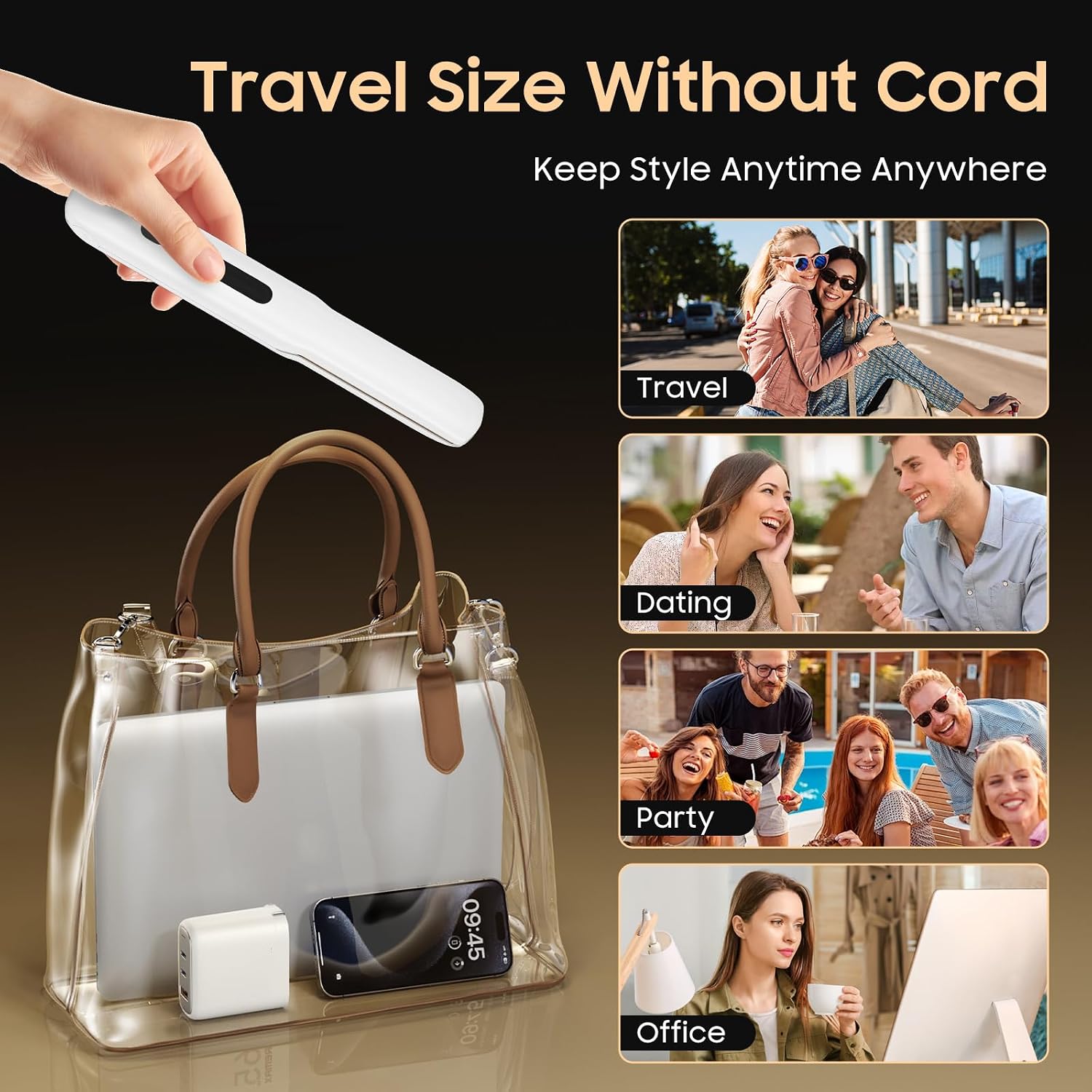 Cordless 2 in 1 Mini Portable Hair Straightener and Curler