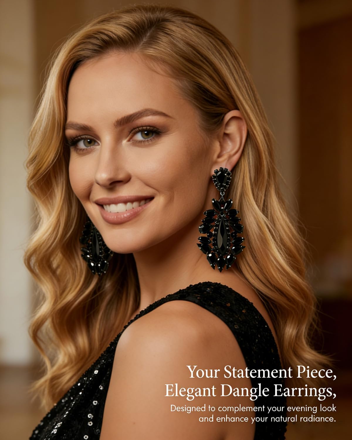 Large Rhinestone Chandelier Earrings for Women - Statement Teardrop Crystal Bridal Earrings Trendy Formal Prom Wedding Jewelry Gifts
