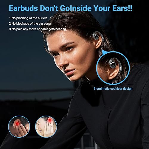 Miniatura 4 de Auriculares inalámbricos Bluetooth ligeros e impermeables con cancelación de ruido, diseño de auriculares abiertos para una comodidad duradera,