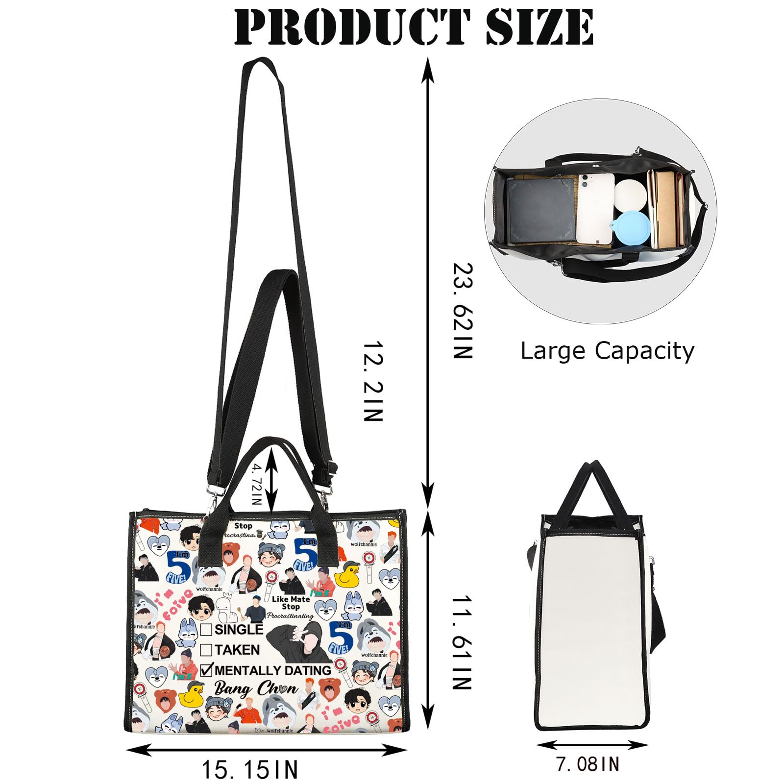 K-Pop SKZ Makeup Bag K-Pop SKZ Gifts Single Taken Mentally Dating with Bang C SKZ Merchandise (Bang TG1), White - Image 2