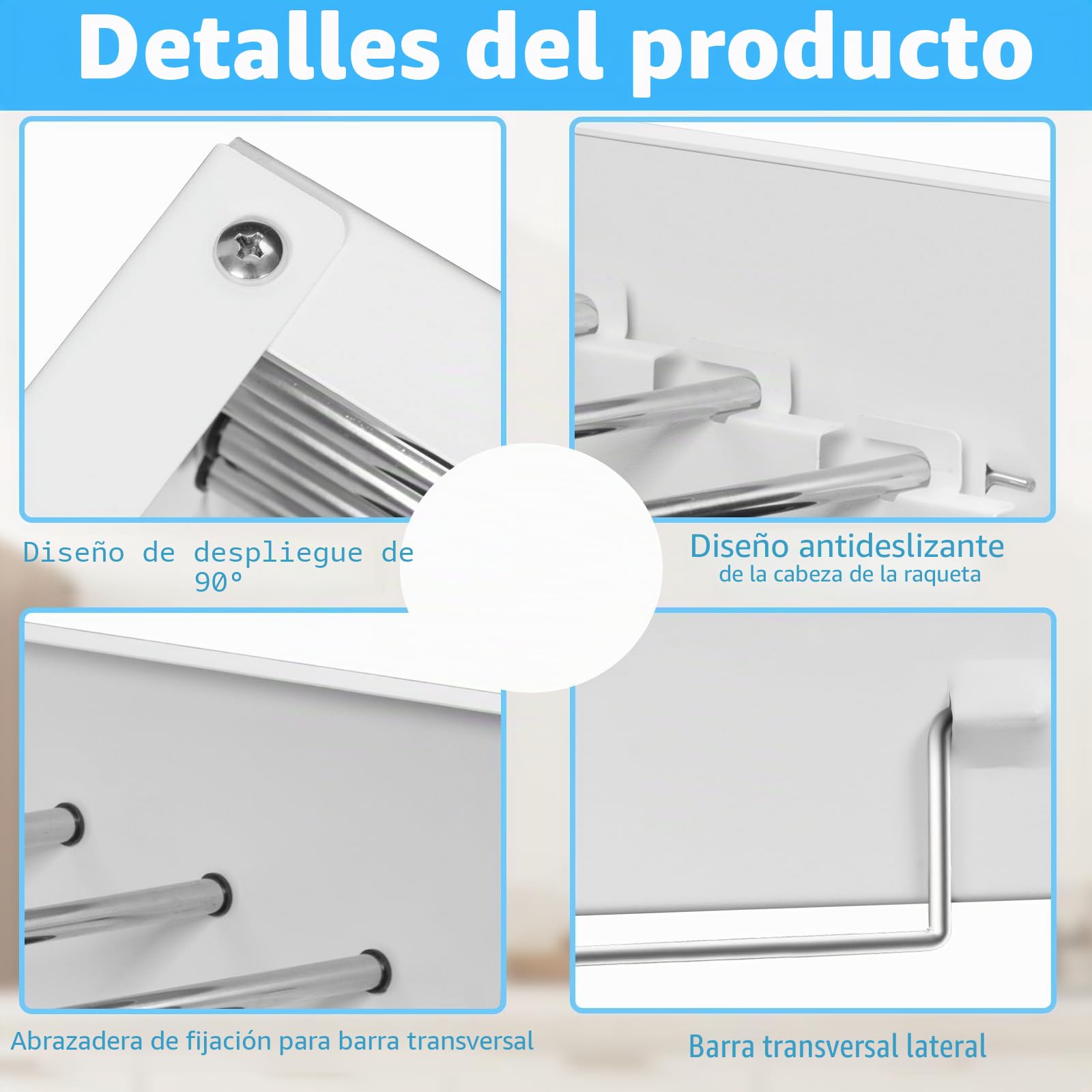 Tendedero de ropa montado en la pared | Tendedero retráctil | Tendedero plegable con varillas de 80 cm x 5 líneas para colgar | Secador de ropa plegable para baño interior y exterior (blanco)