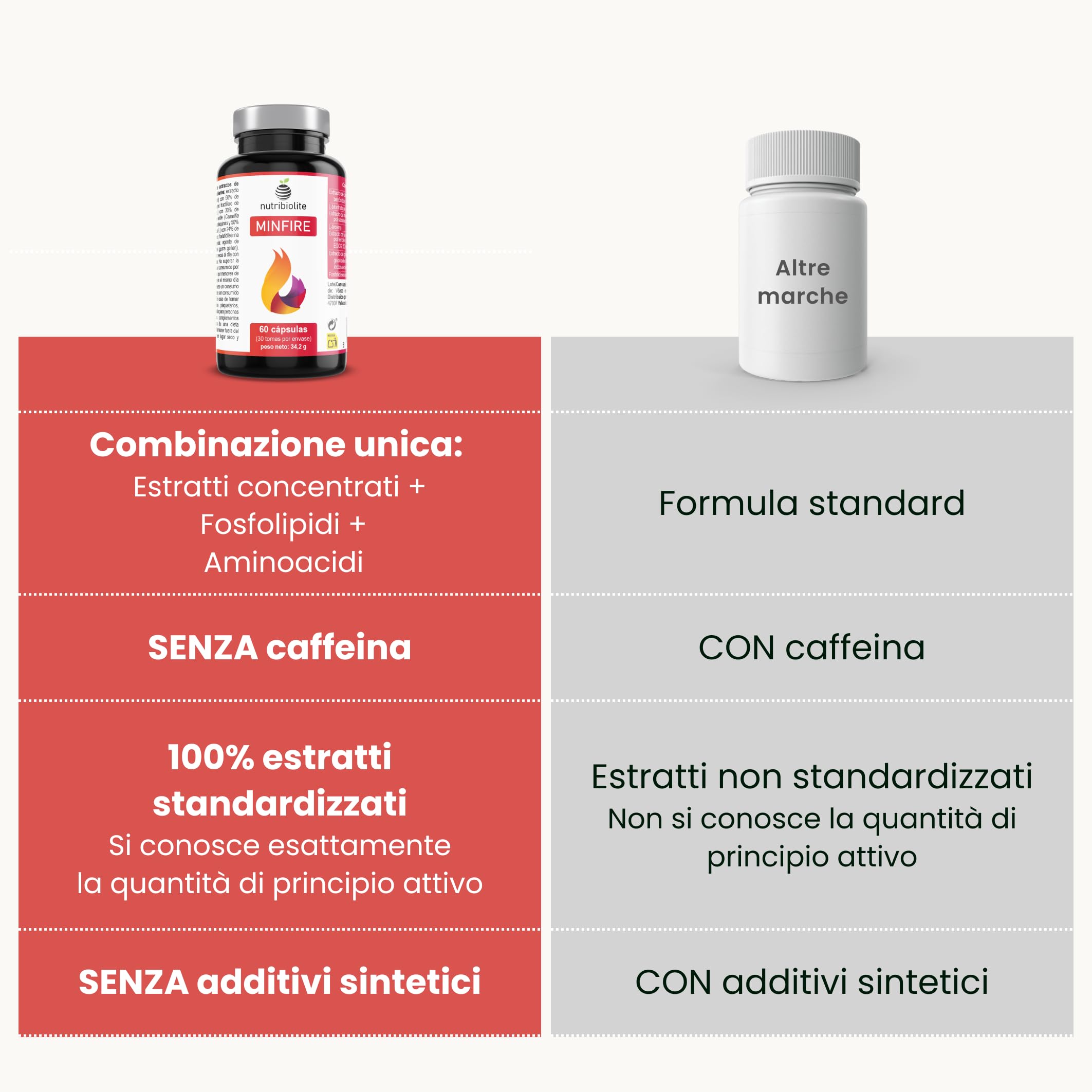 Nootropico naturale senza caffeina - Bacopa, Criniera di Leone, Colina, Ginkgo, Tè verde, Fosfatidilserina – Memoria, Concentrazione e Affaticamento Mentale - Senza additivi - Minfire Nutribiolite