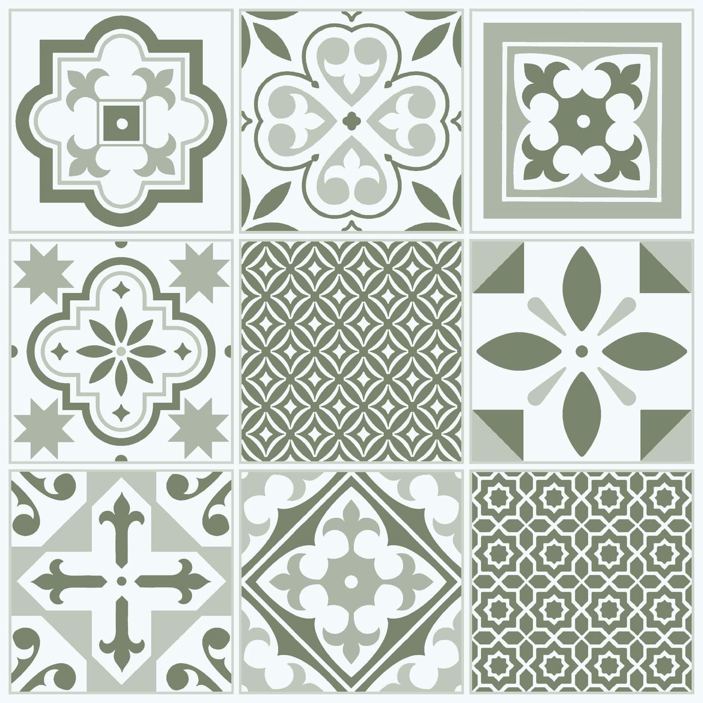 Oriental Green Floor Tiles Self Adhesive Vinyl Flooring Kitchen Bathroom 1Mâ² 4007386487223